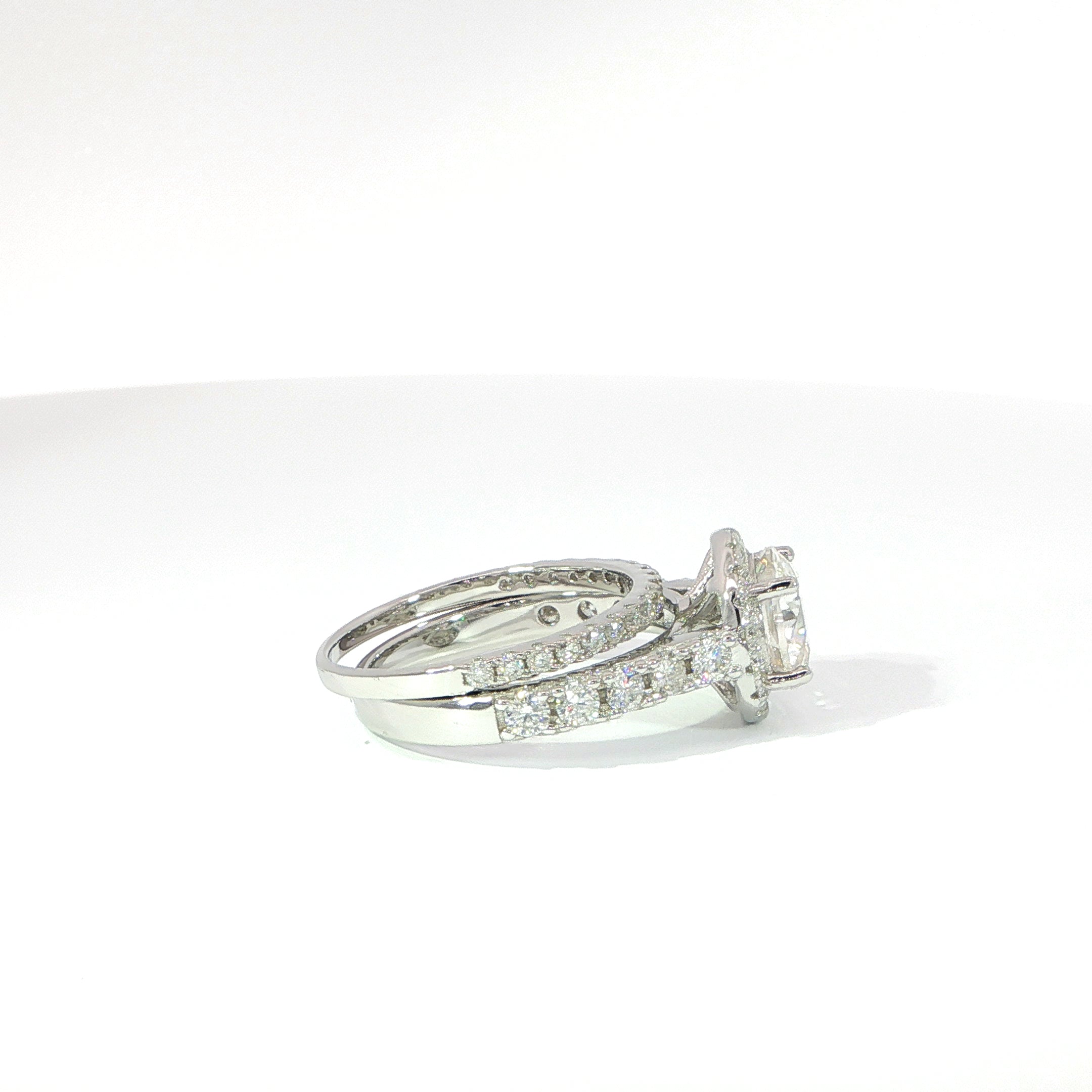 925 Sterling Silver VVS Moissanite Ring – 2.71ctw – 2ct Center -4