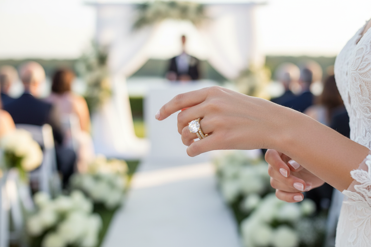 Sterling Silver Round Double Band Engagement Ring – VVS Moissanite 4 CT