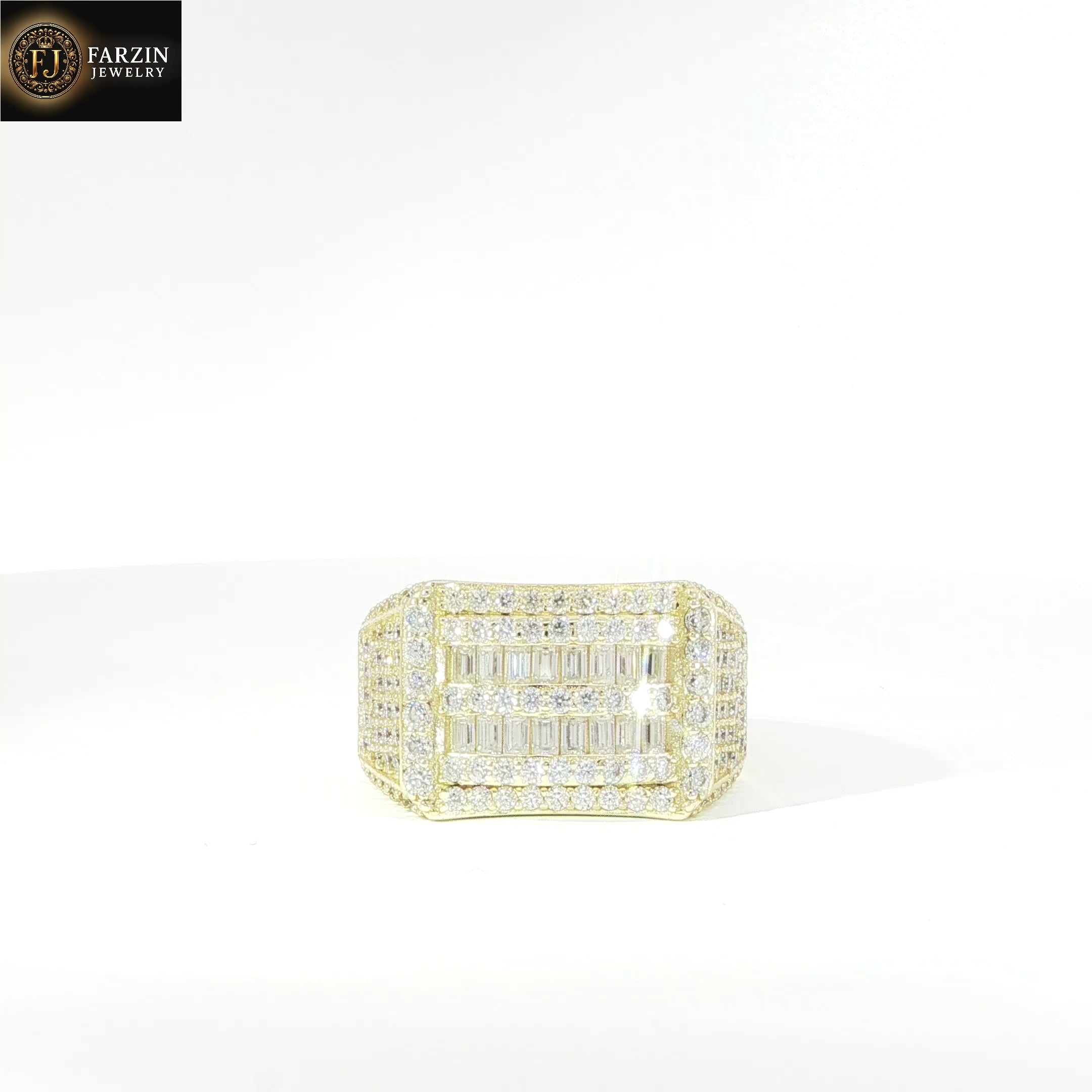 Sterling Silver Pave Set Ring with VVS Moissanite Stones, Two Color Options, 3.31 Total Carats