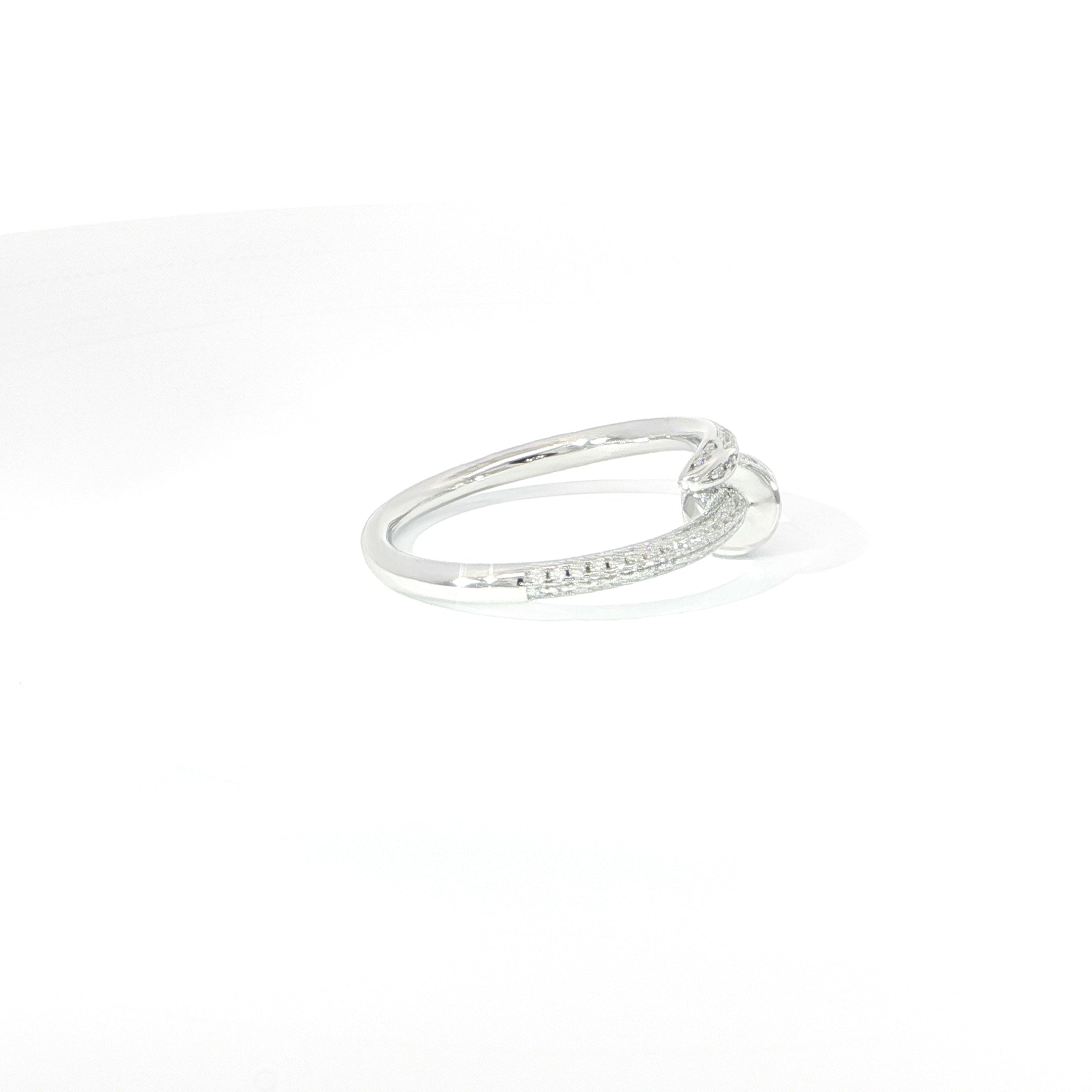 Sterling Silver Nail-Shaped Ring with VVS Moissanite Stones, Two Color Options, 0.52 Total Carats