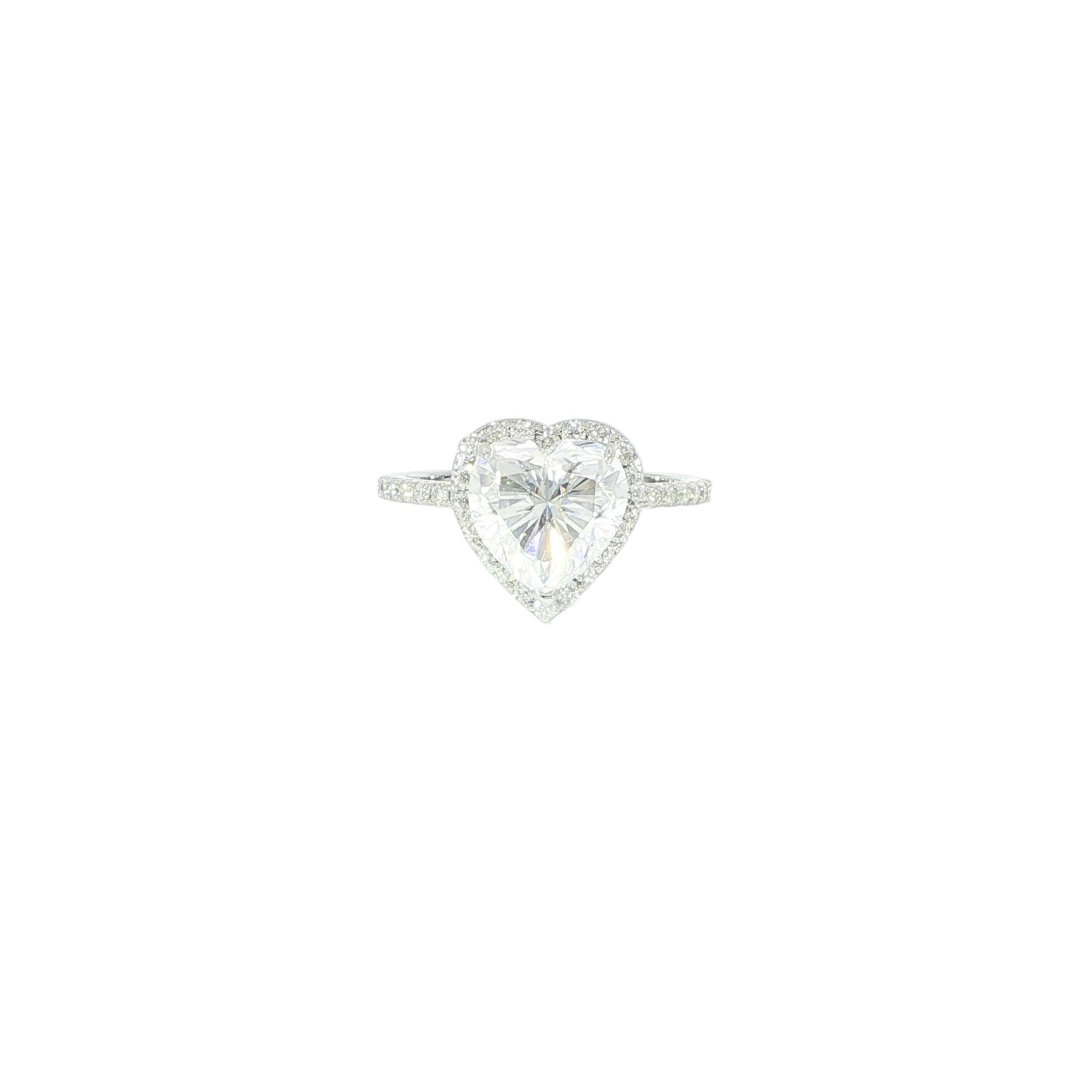 925 Sterling Silver Heart Halo Engagement Ring with VVS Moissanite - 3.5ctw (1)