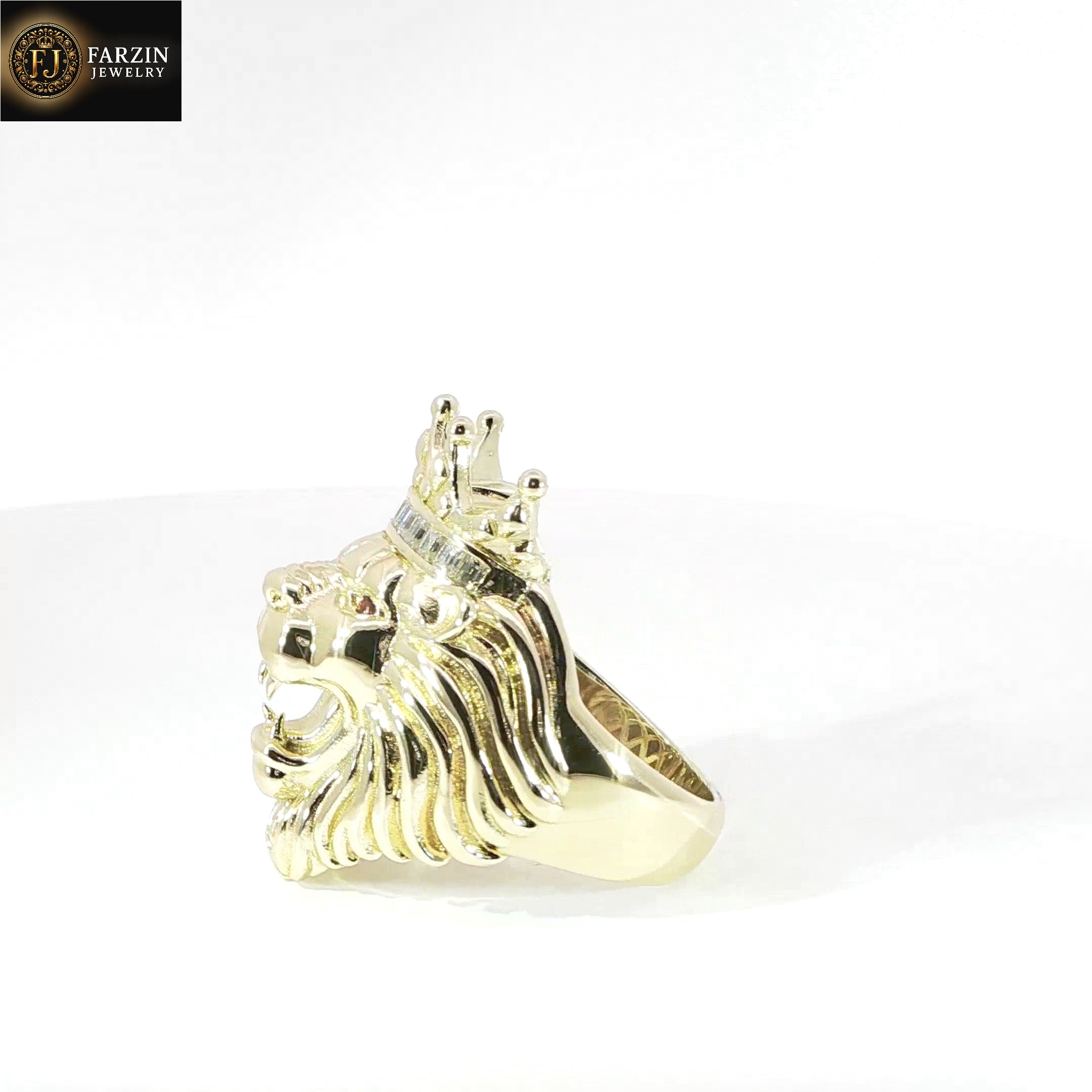 Sterling Silver Lion Head Ring with Crown, VVS Moissanite Stones, Two Color Options, 0.48 Total Carats