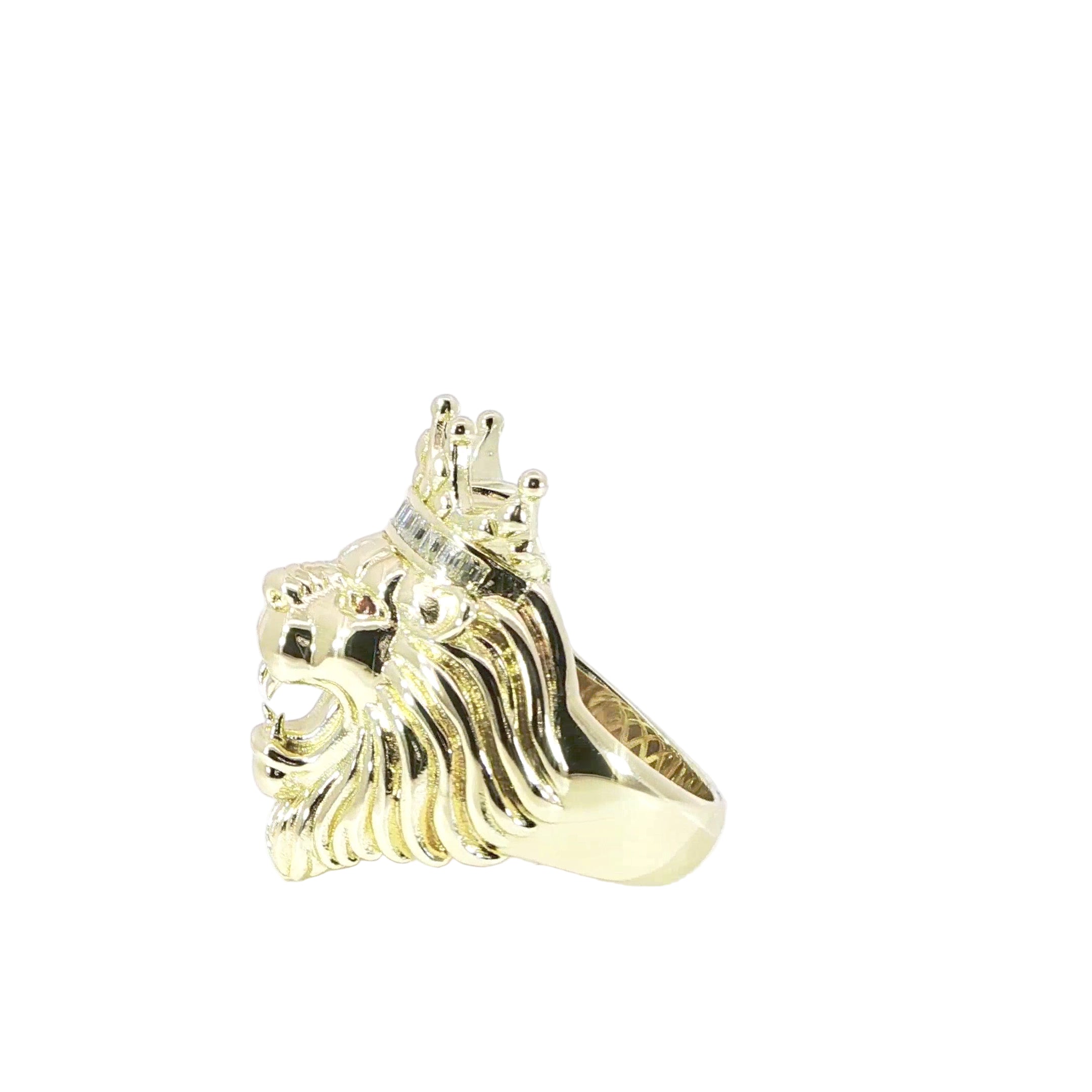 Sterling Silver Lion Head Ring with Crown, VVS Moissanite Stones, Two Color Options, 0.48 Total Carats