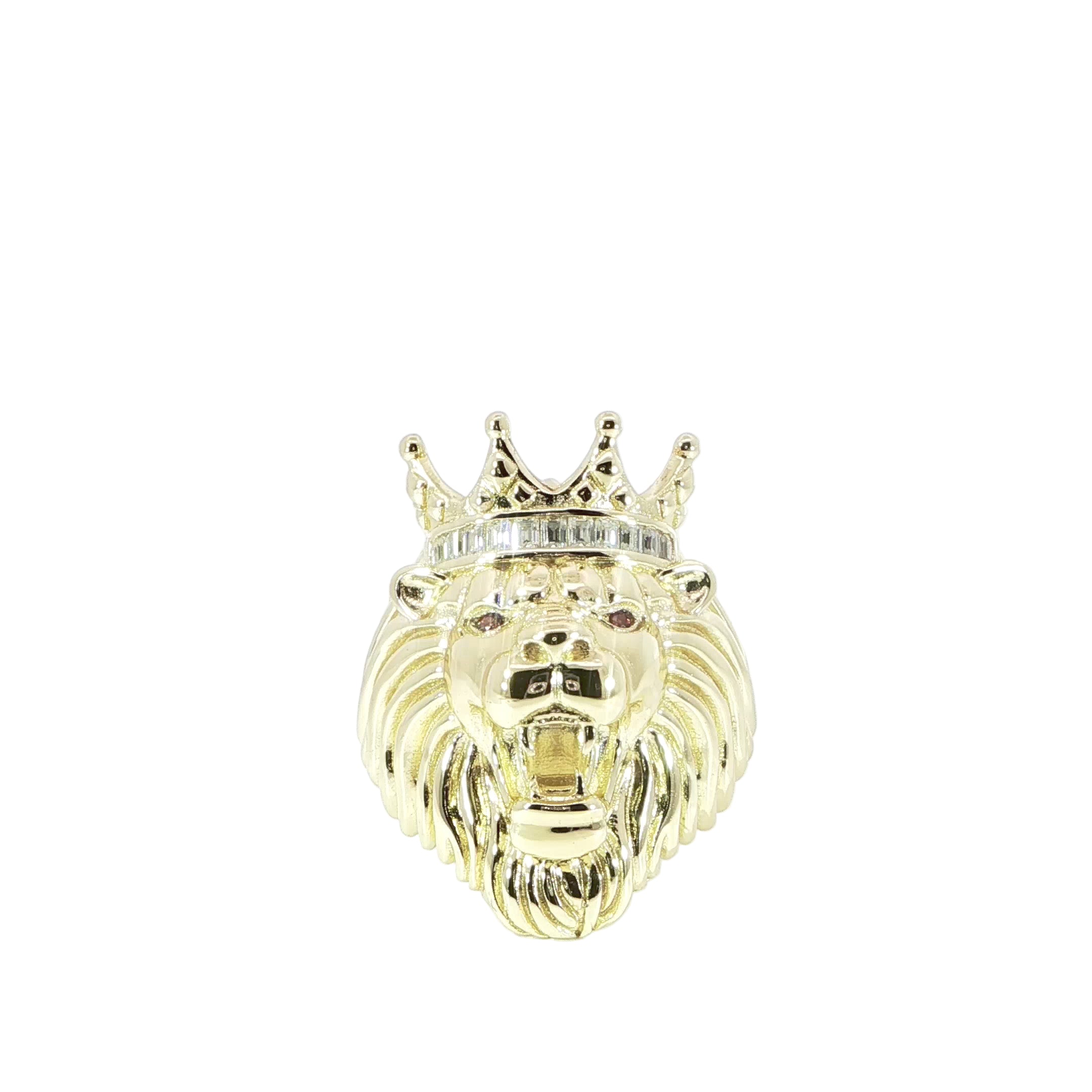 Sterling Silver Lion Head Ring with Crown, VVS Moissanite Stones, Two Color Options, 0.48 Total Carats