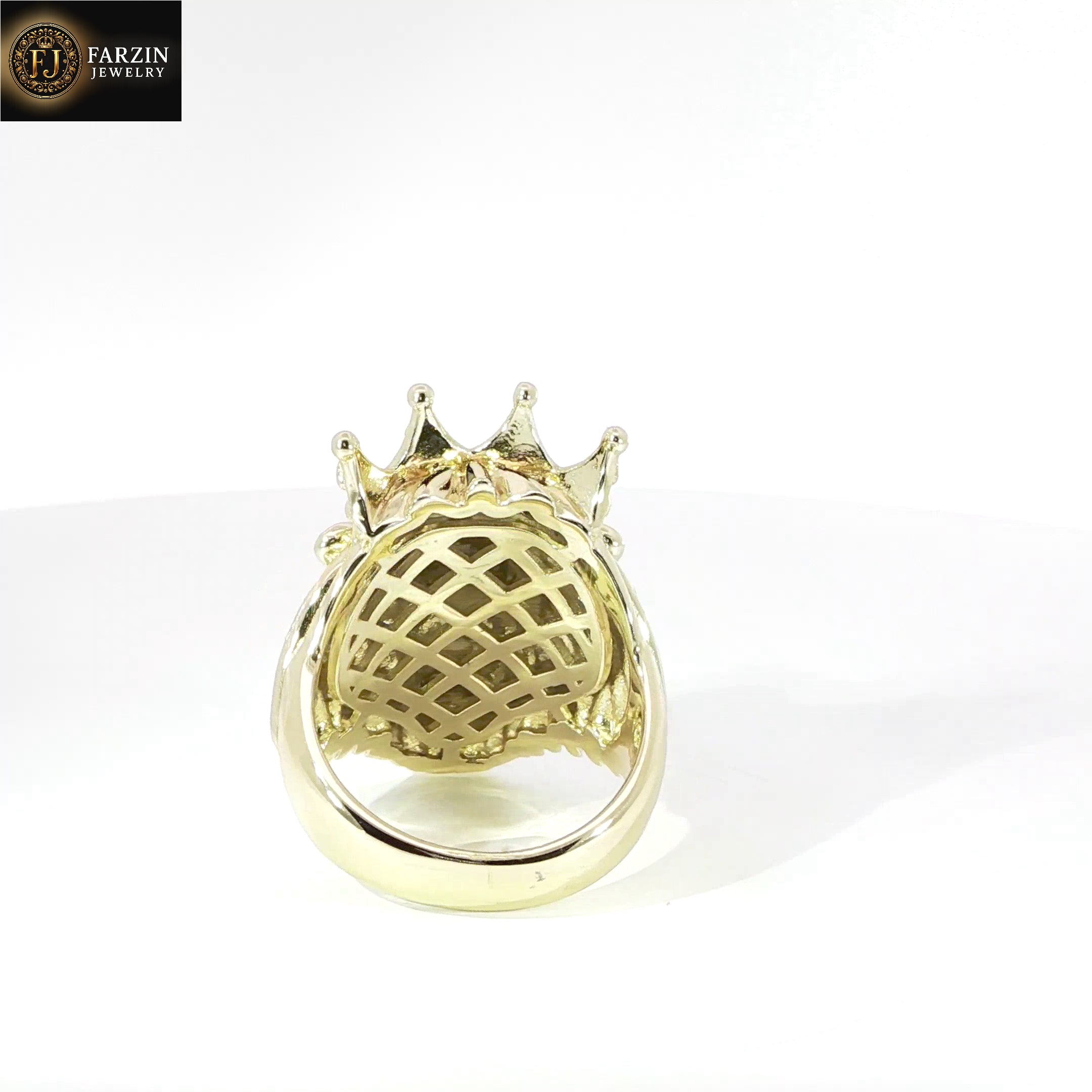 Sterling Silver Lion Head Ring with Crown, VVS Moissanite Stones, Two Color Options, 0.48 Total Carats