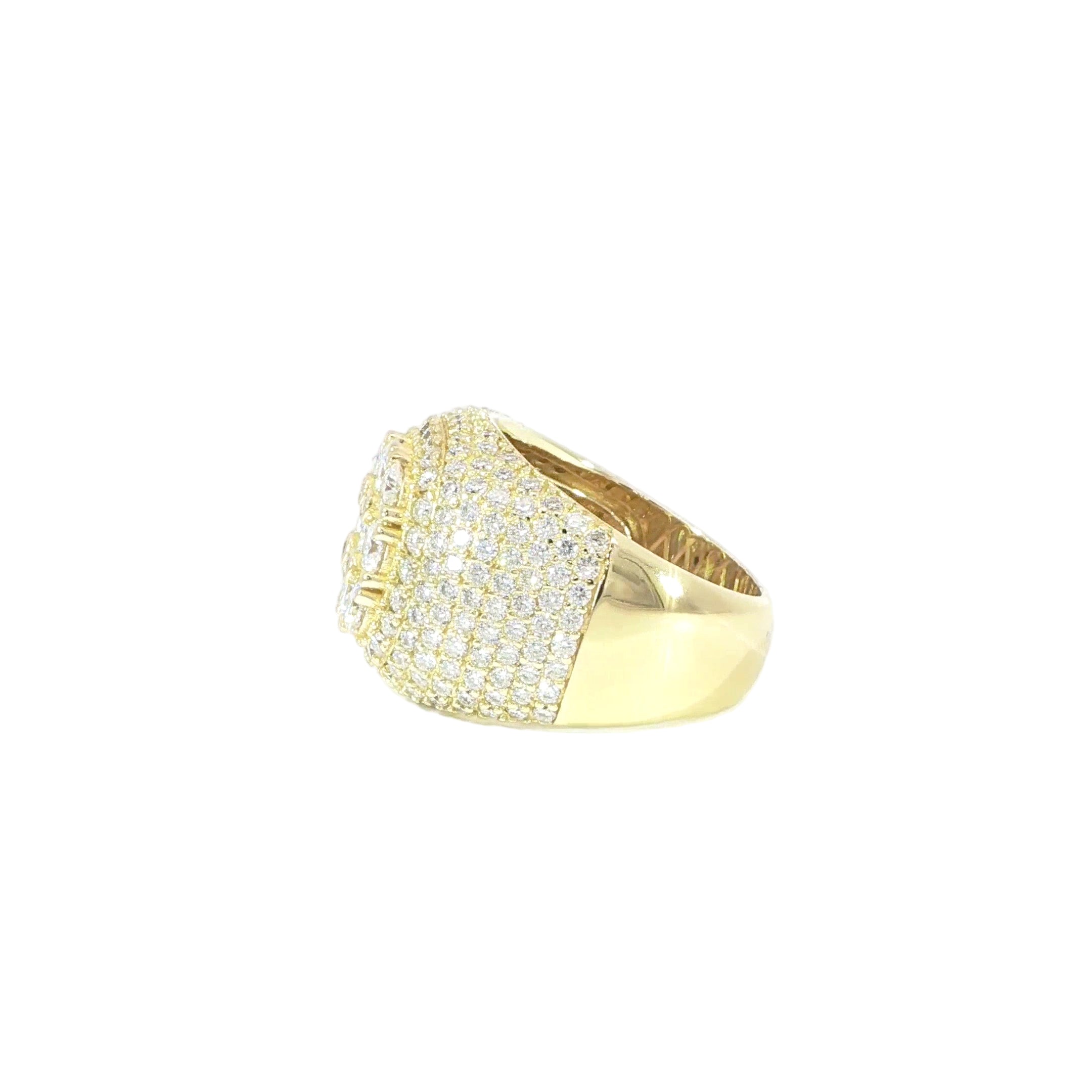 Sterling Silver Square Pave Set Ring with VVS Moissanite Stones, Two Color Options, 5.68 Total Carats