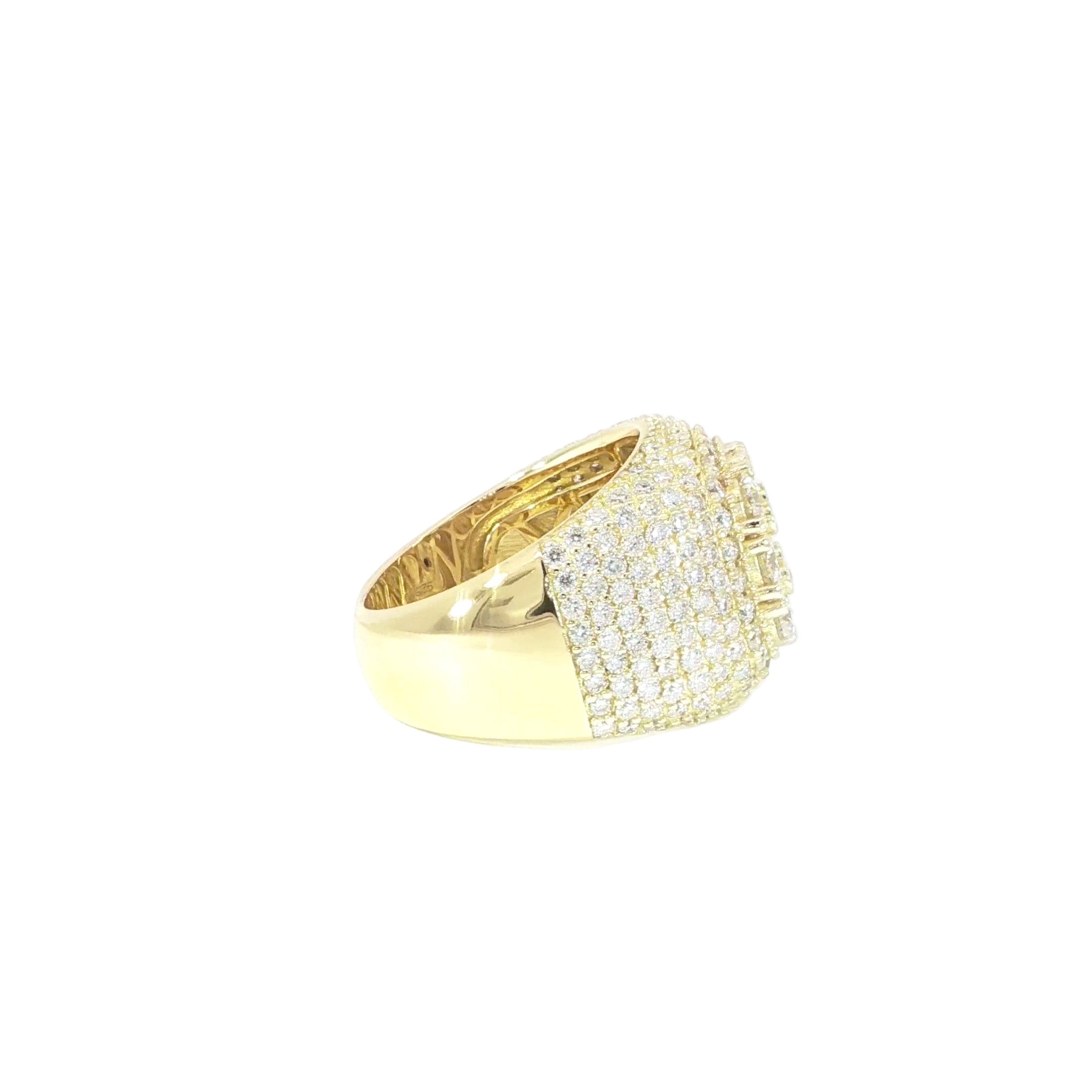 Sterling Silver Square Pave Set Ring with VVS Moissanite Stones, Two Color Options, 5.68 Total Carats