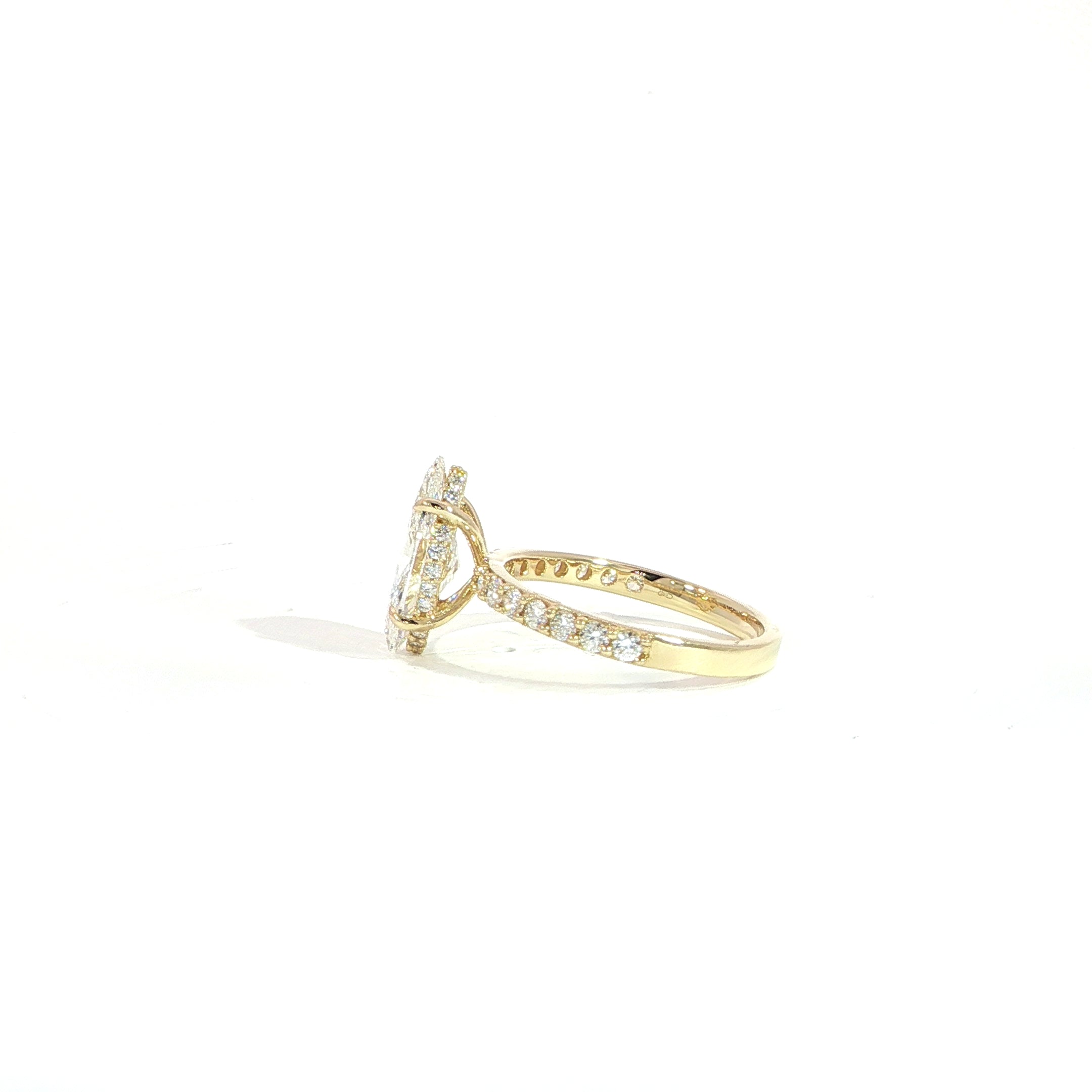 Yellow Gold Diamond Ring with Hidden Halo Details