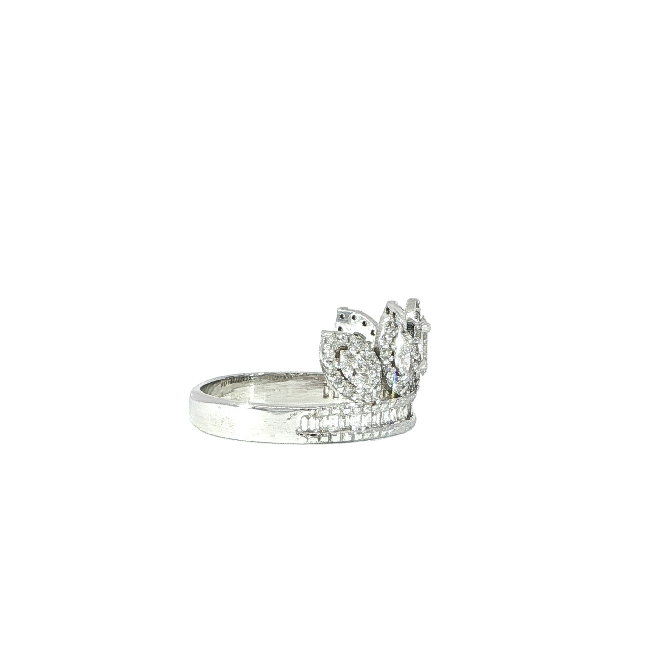 Side marquise diamond crown ring