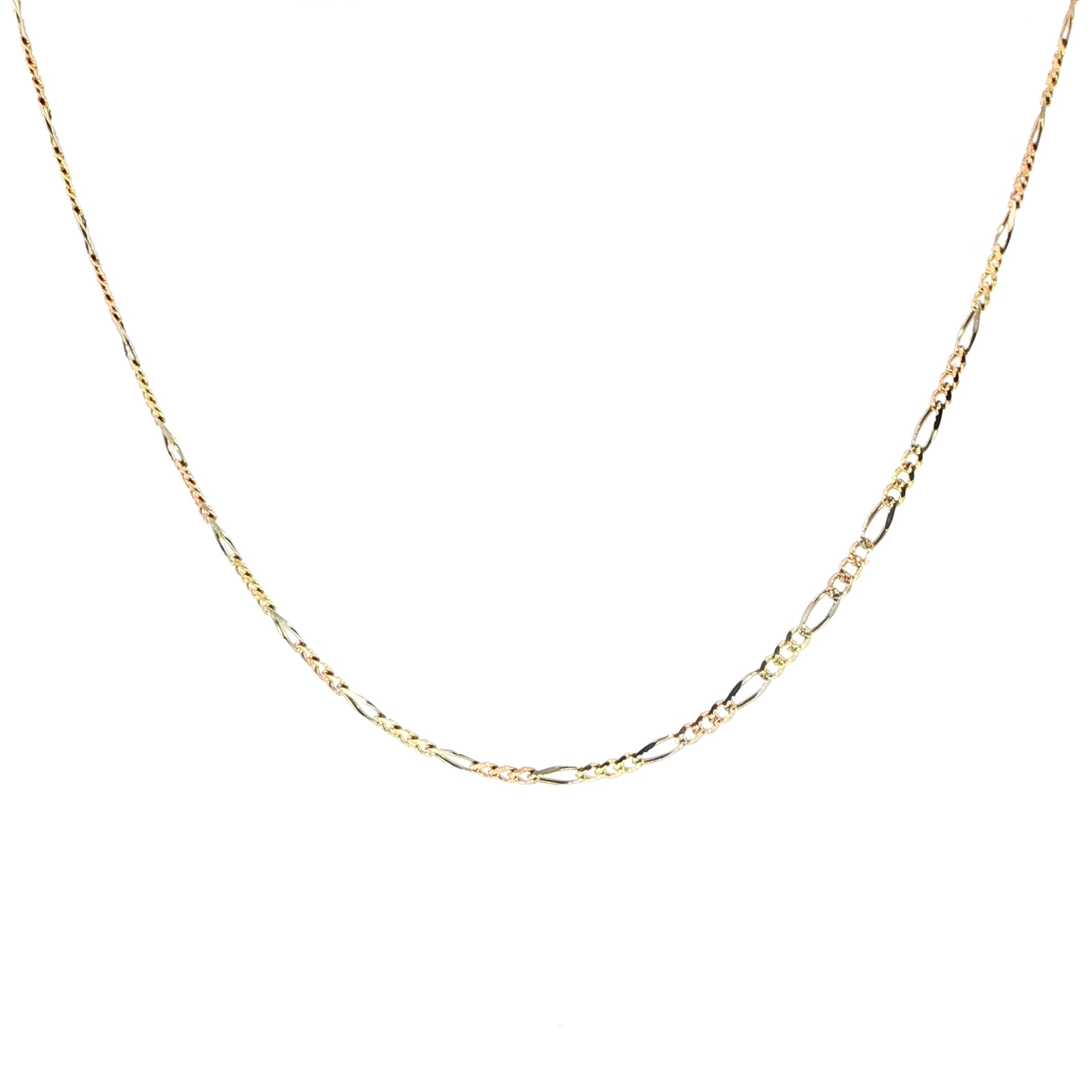 Luxury 14K Diamond Cut Solid Figaro Chain