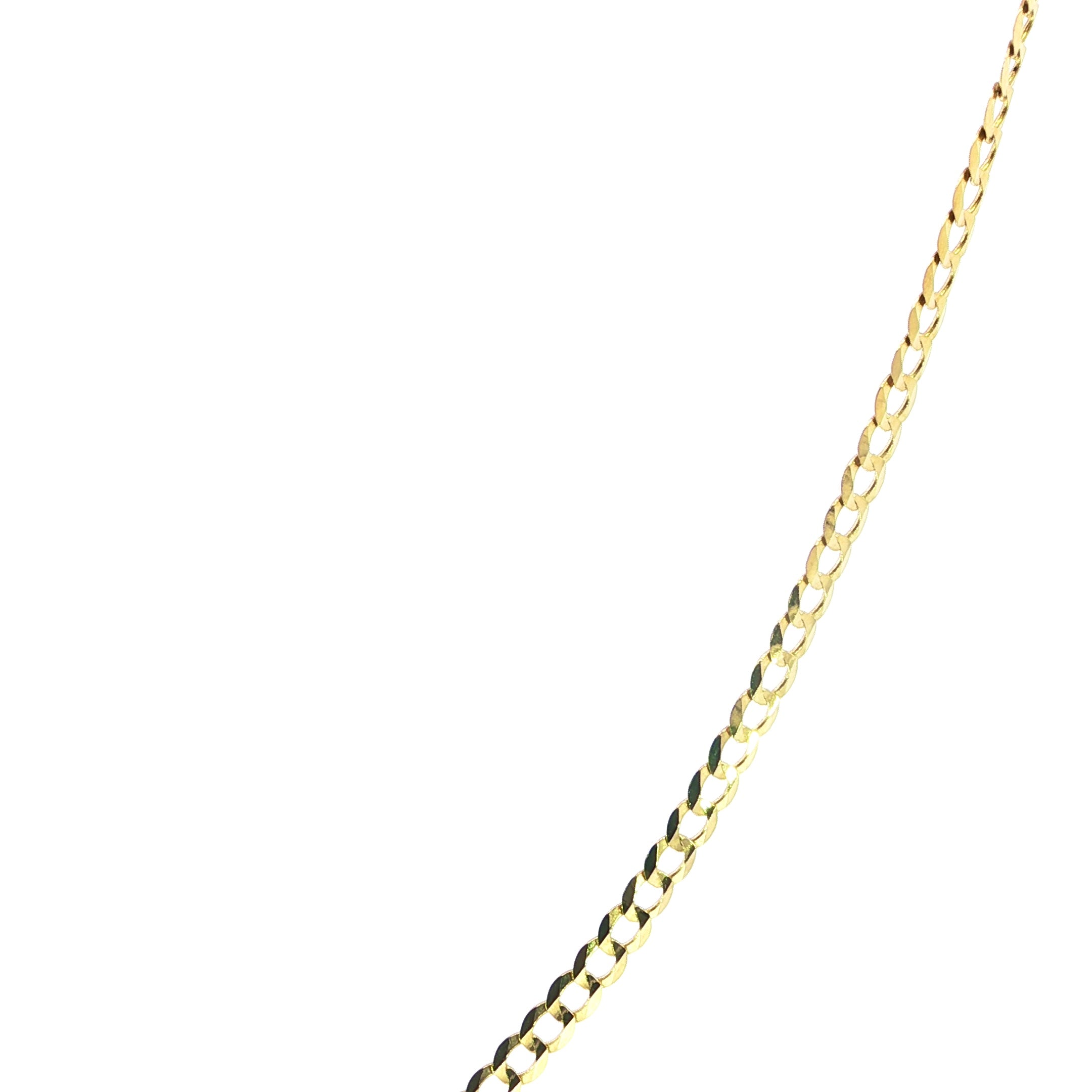 Close-Up 14K Yellow Gold Solid High Polish Curb Chain Necklace 3.5MM