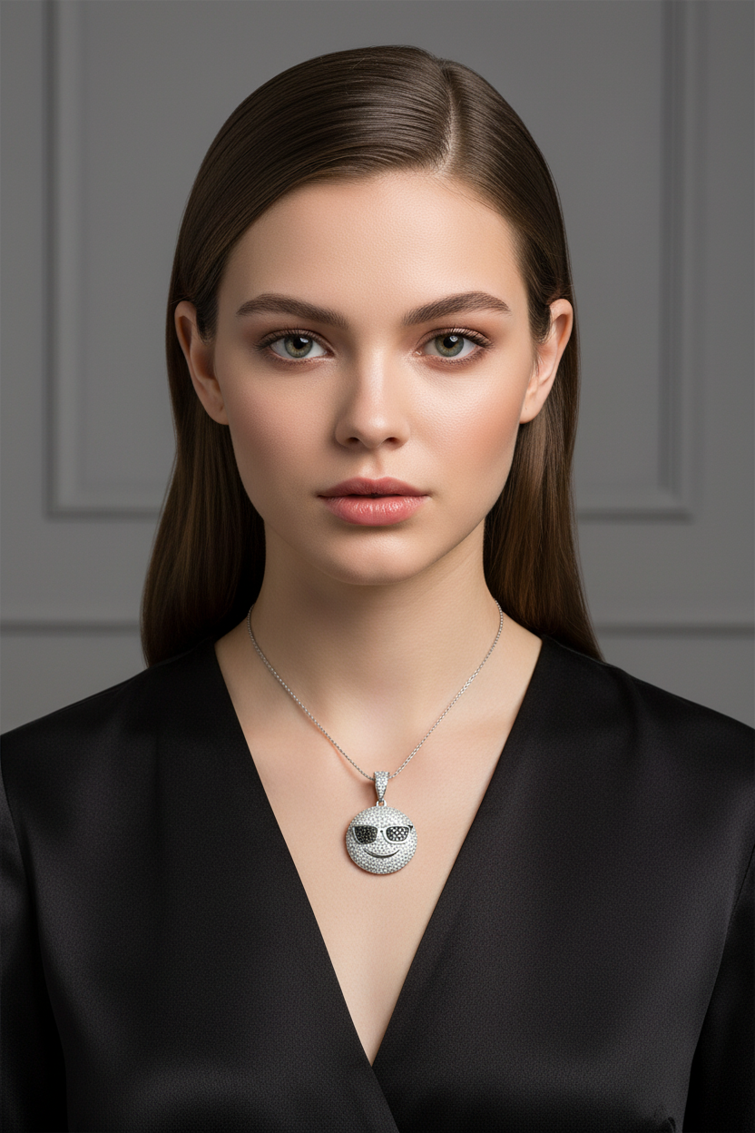 Sterling Silver Smiley Face Pendant – VVS Moissanite 2.7 CTW