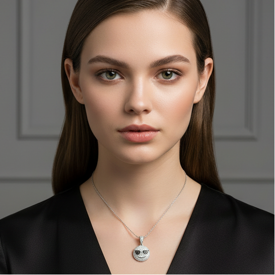 Sterling Silver Smiley Face Pendant – VVS Moissanite 2.7 CTW