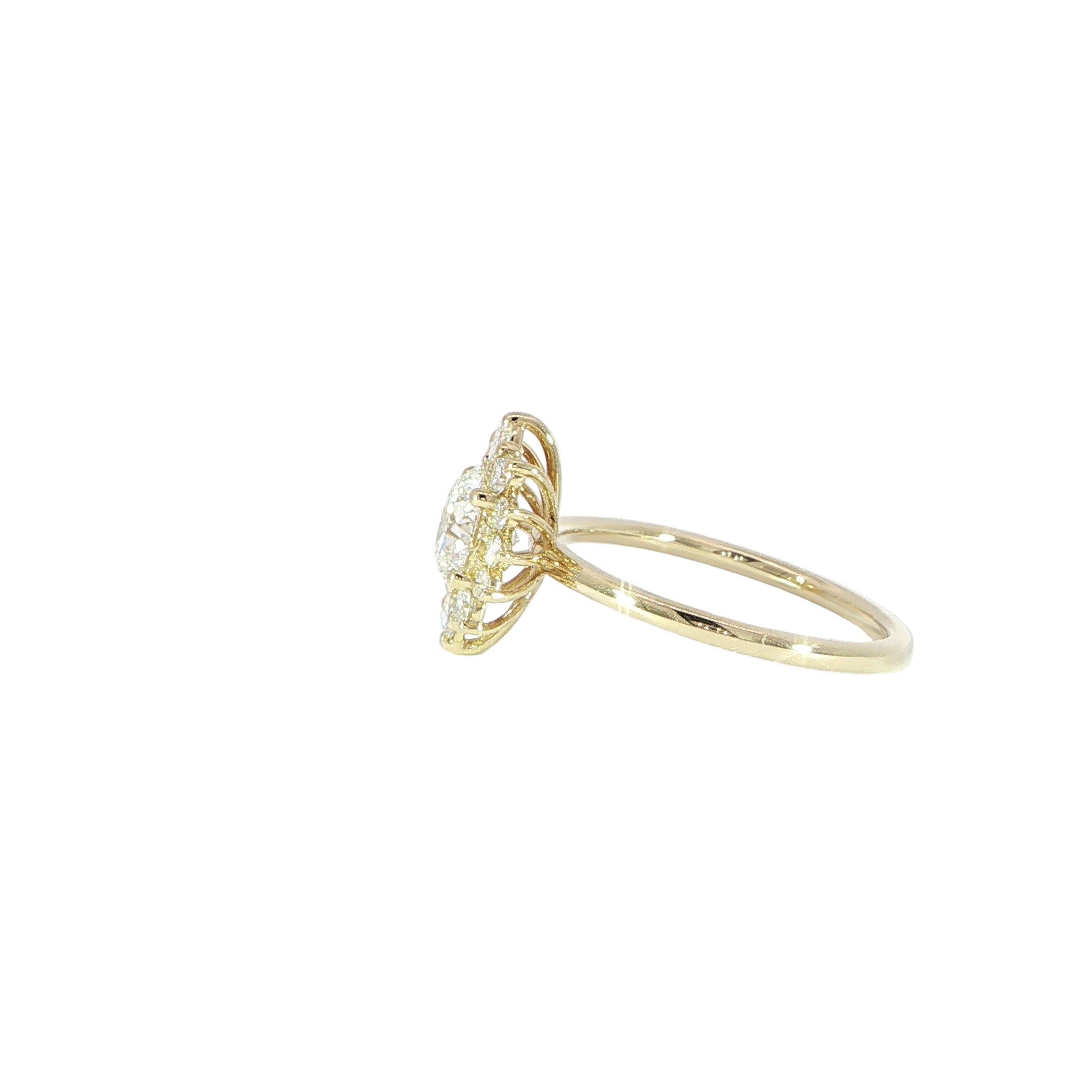 14K Gold Round Diamond Halo Ring
