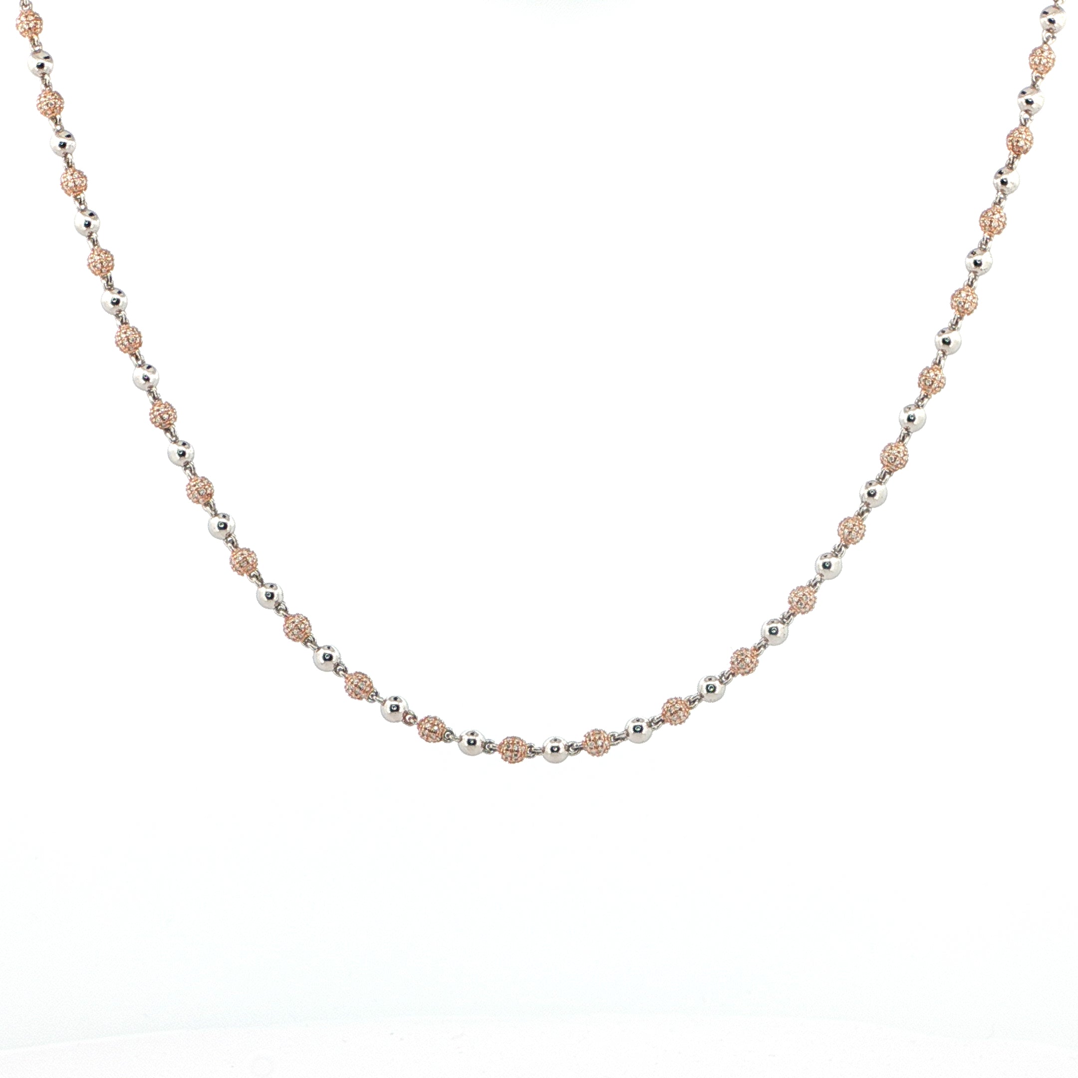 Sterling Silver Solid Ball Chain Necklace with VVS-D Moissanite Stones, Two-Tone Options
