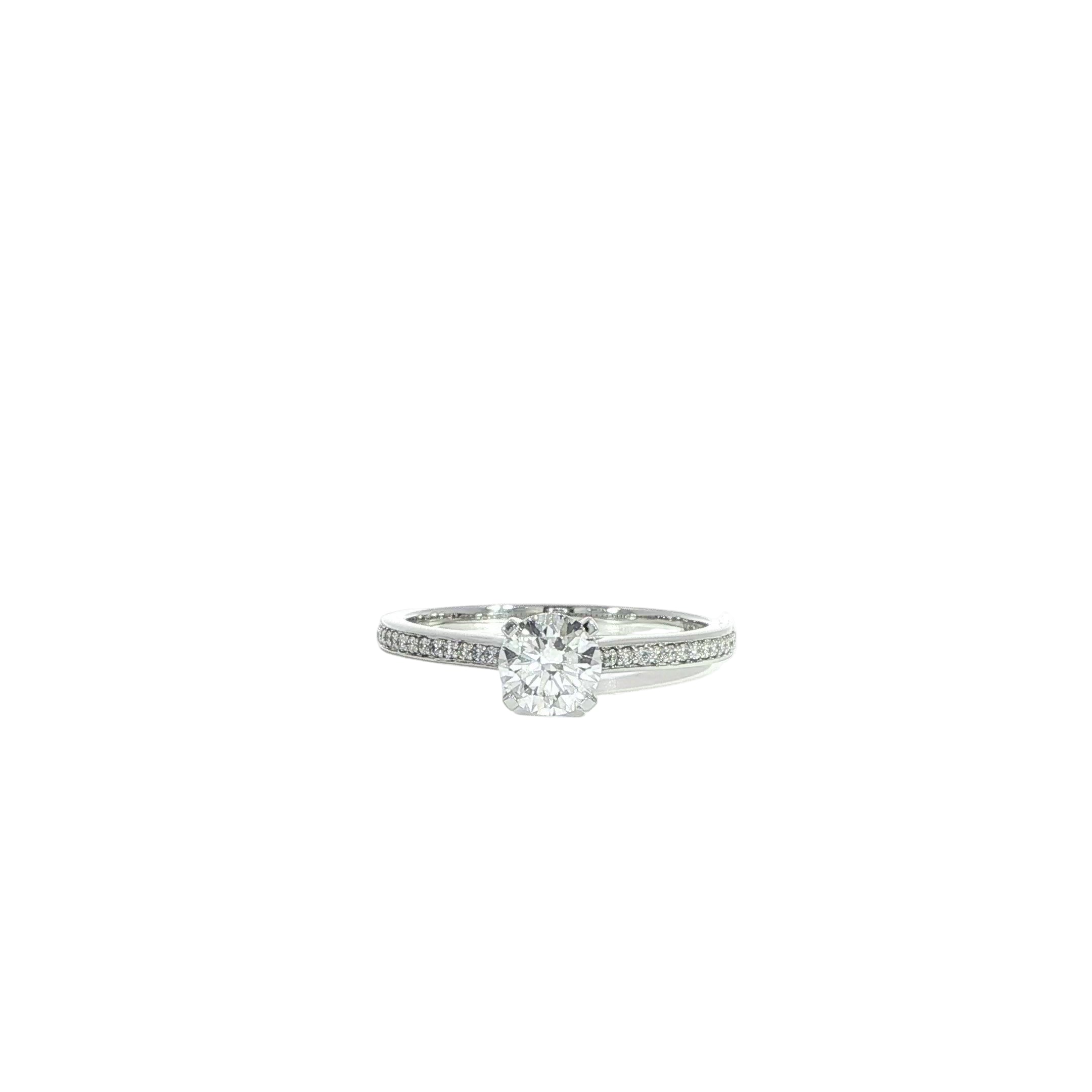 14K White Gold Solitaire Engagement Ring - 0.77ctw