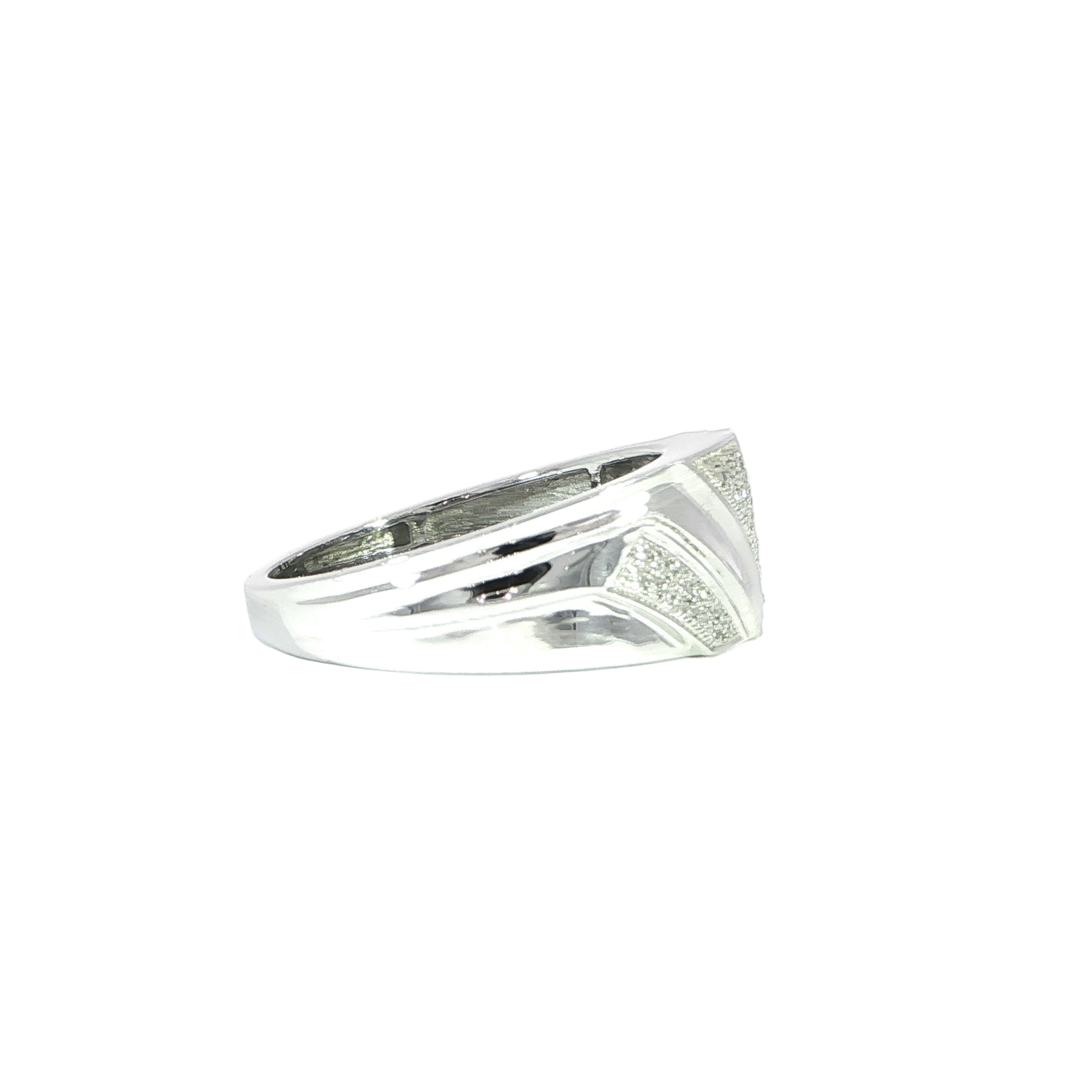 Wide mens diamond ring white gold side