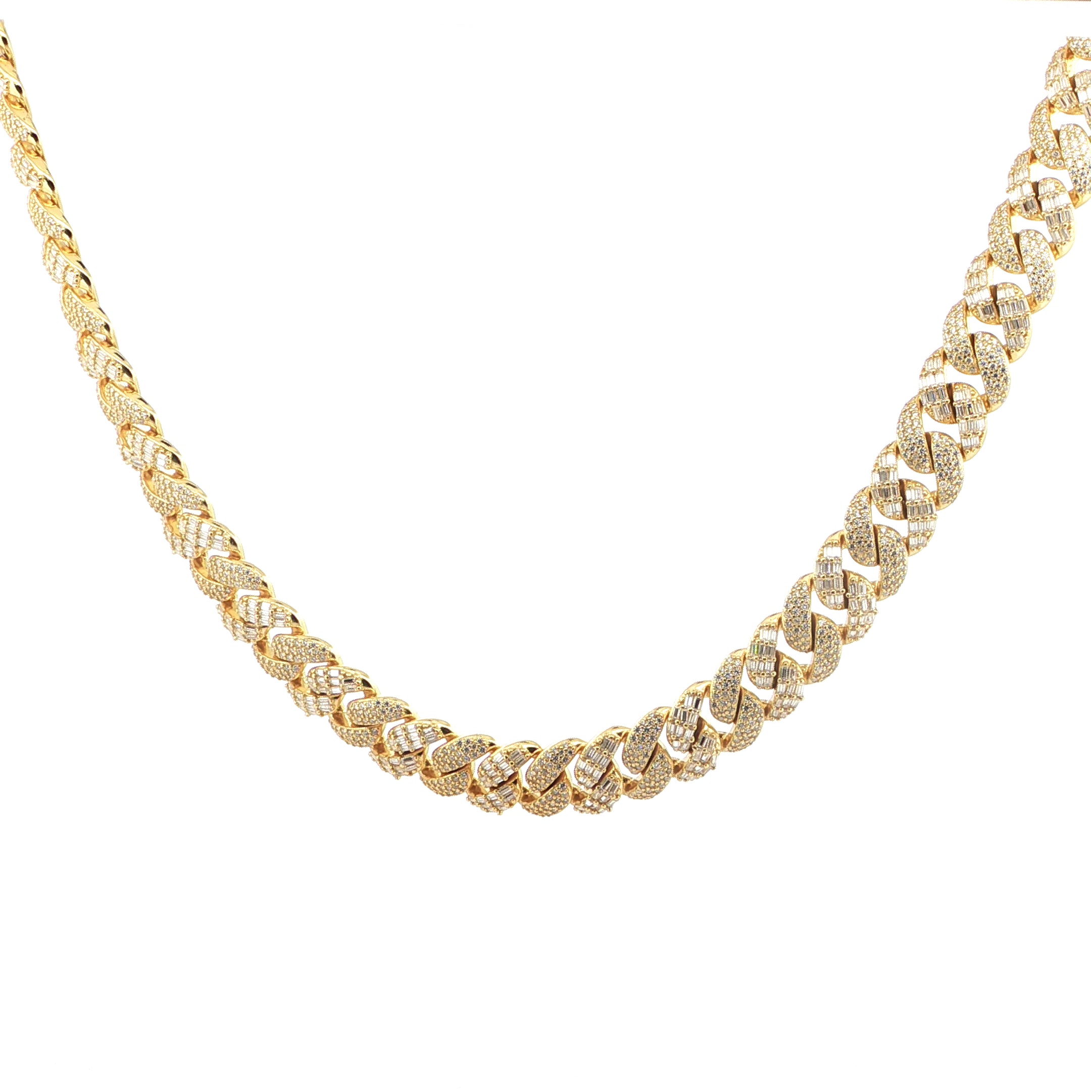 Sterling Silver Iced-Out Miami Cuban Chain – VVS Moissanite 12MM