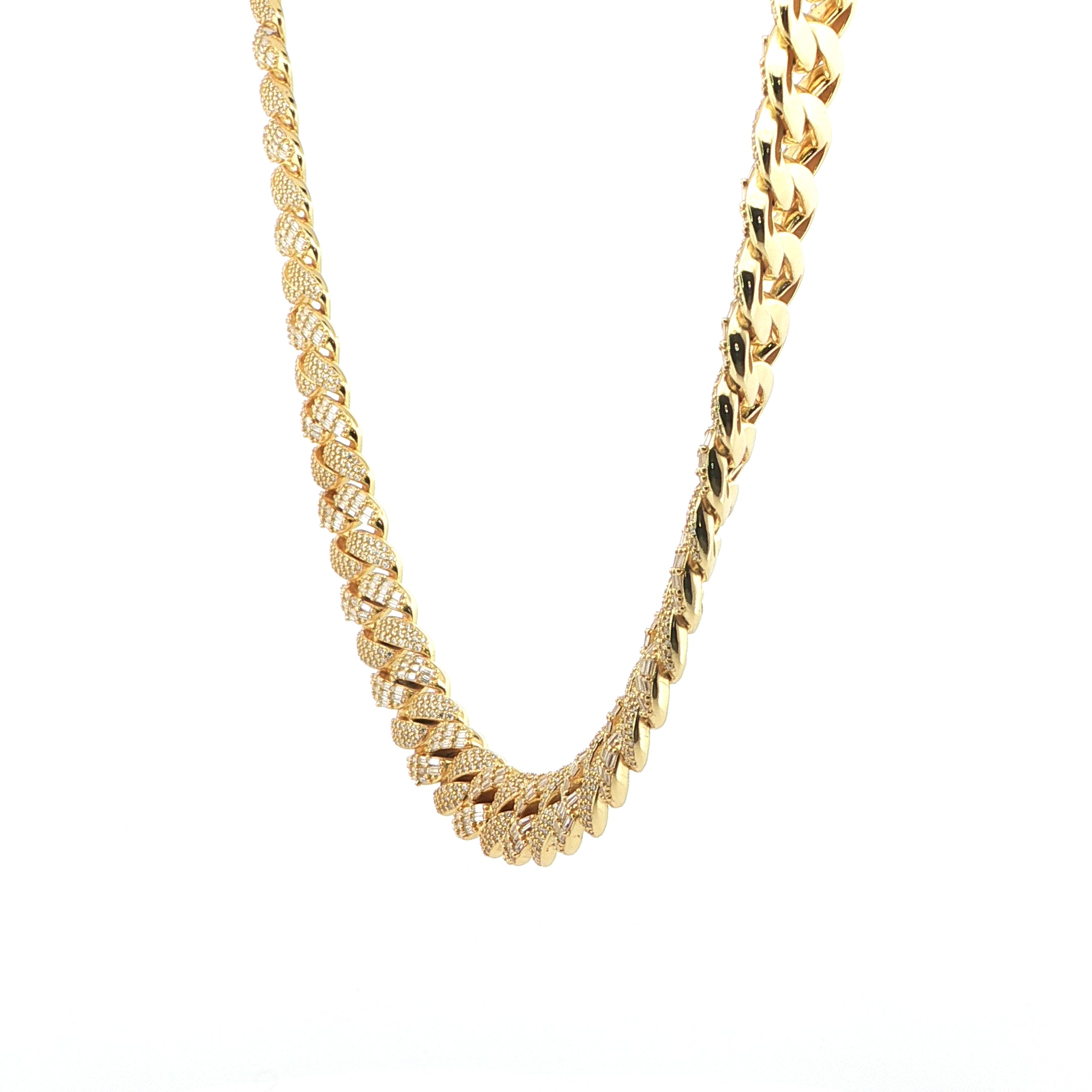 Sterling Silver Miami Cuban Chain – 12mm VVS Moissanite