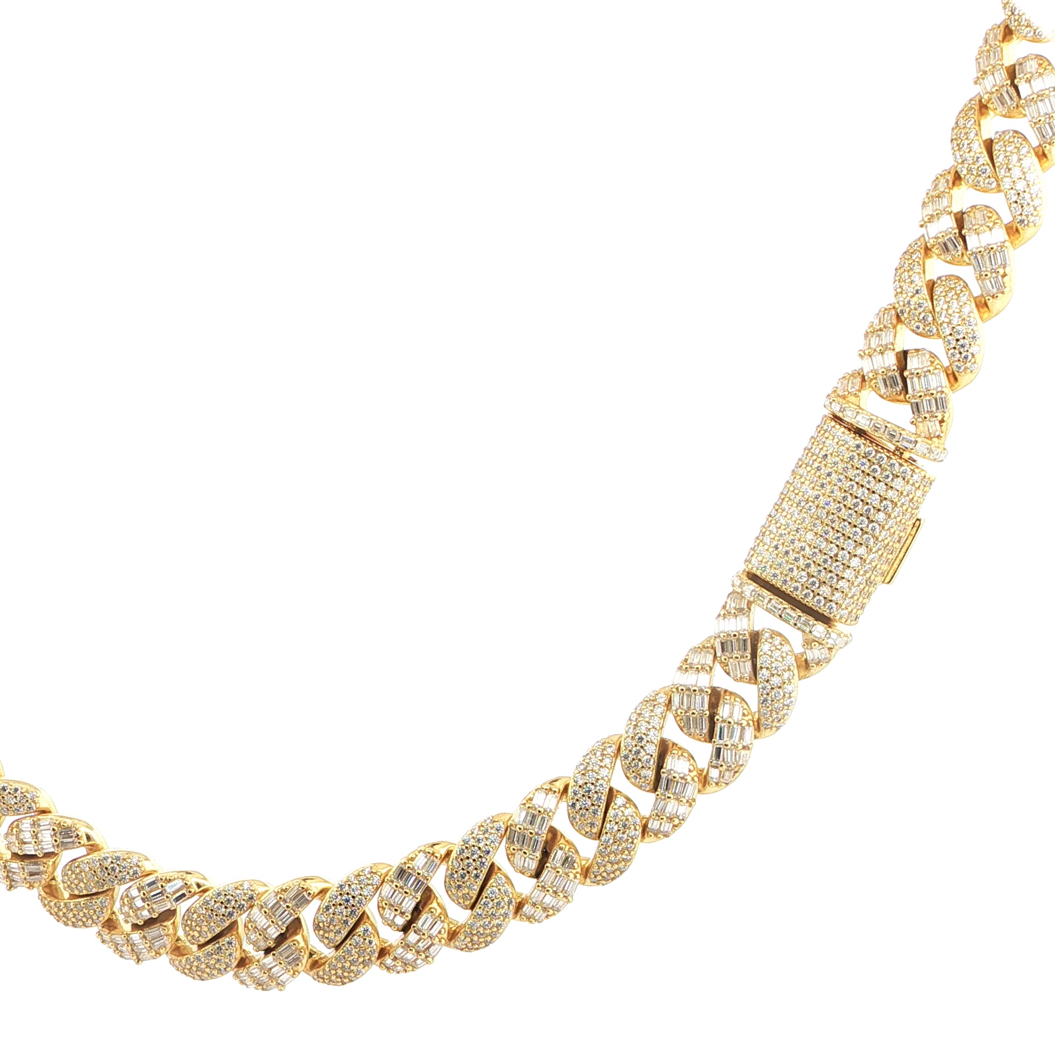 Sterling Silver Iced-Out Miami Cuban Chain – VVS Moissanite 12MM