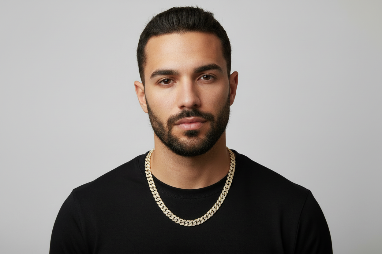 Sterling Silver Iced-Out Miami Cuban Chain – VVS Moissanite 12MM