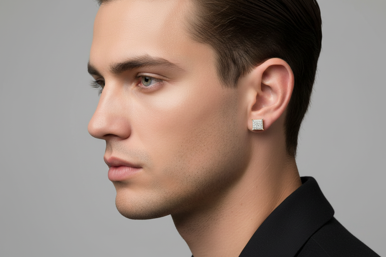 10K Square Cluster Diamond Earrings – 0.30 CTW