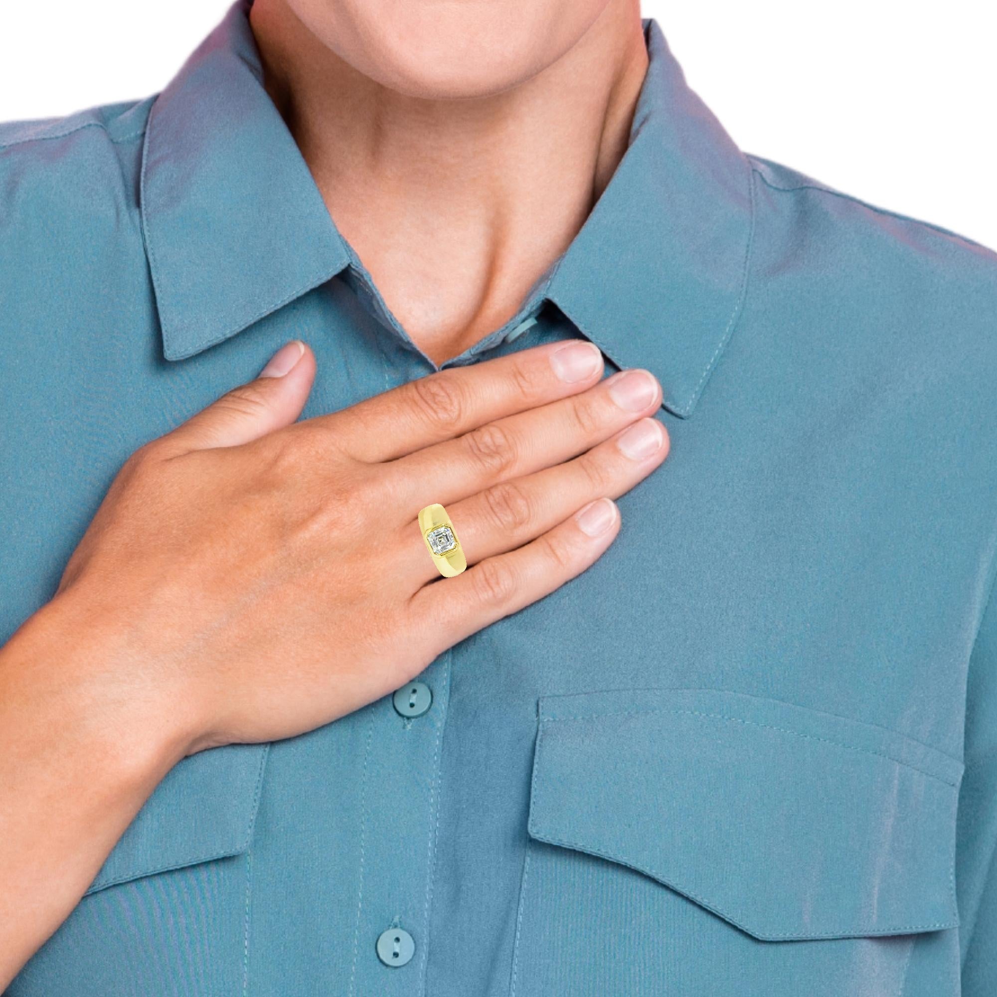 925 Sterling Silver VVS Moissanite Asscher Cut Ring