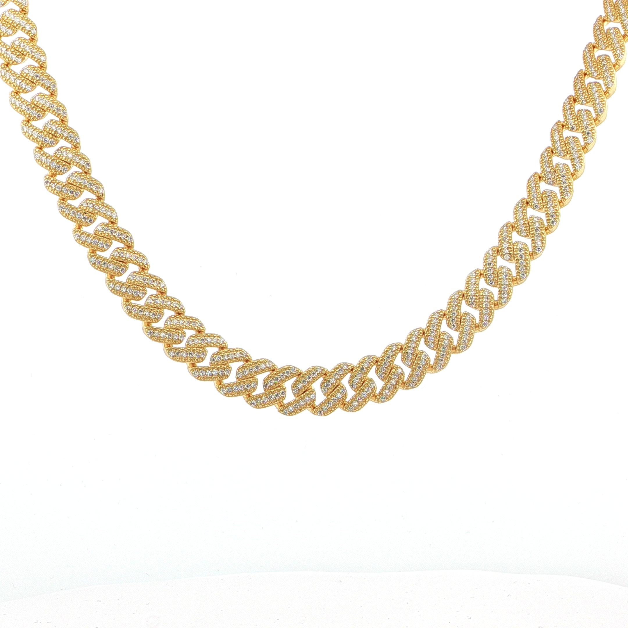 Sterling Silver Solid Miami Cuban Chain – VVS Moissanite – 12MM
