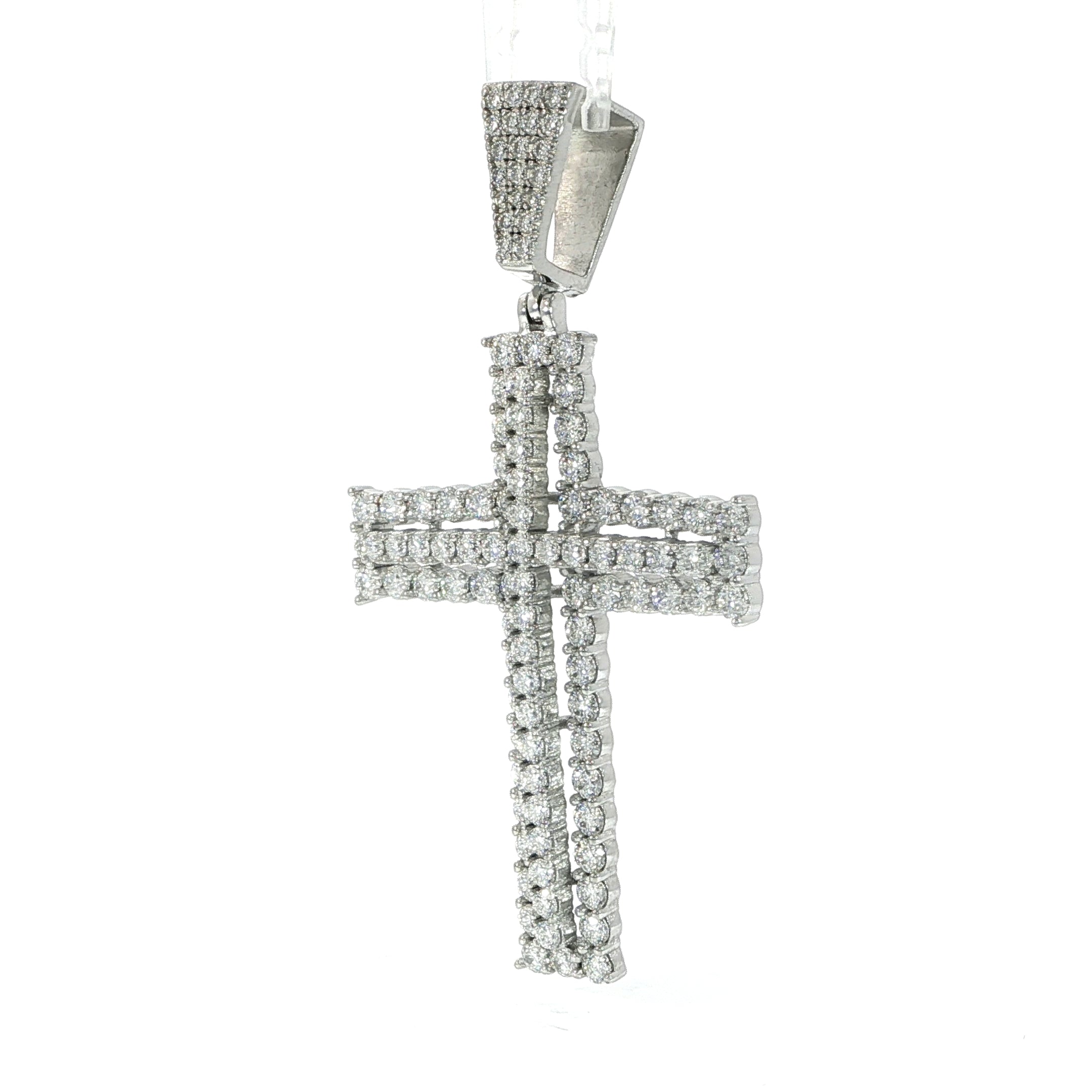 Sterling Silver Iced Out Cross Pendant – VVS Moissanite 4.8 CTW