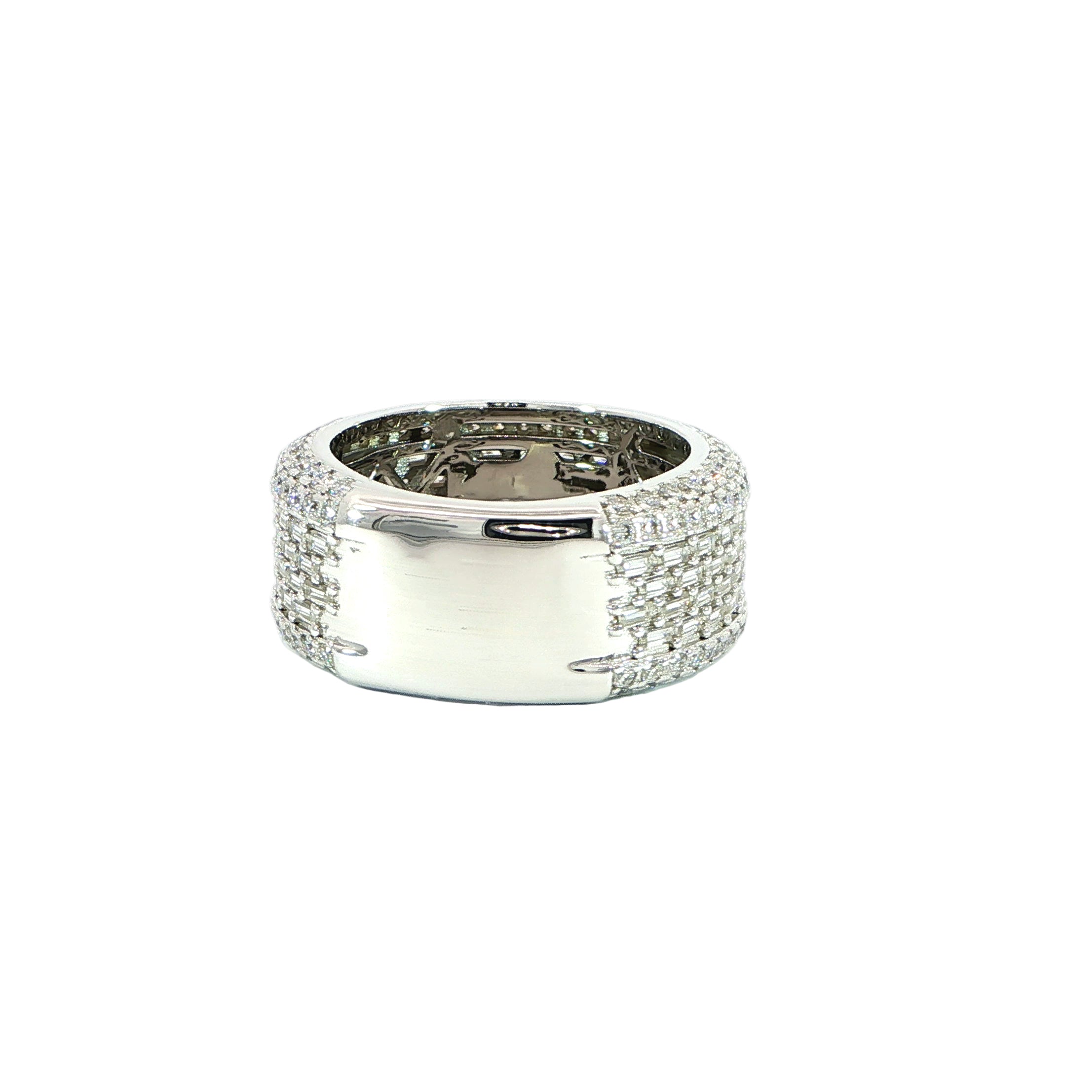 Luxury multi-row VVS moissanite eternity band in sterling silver