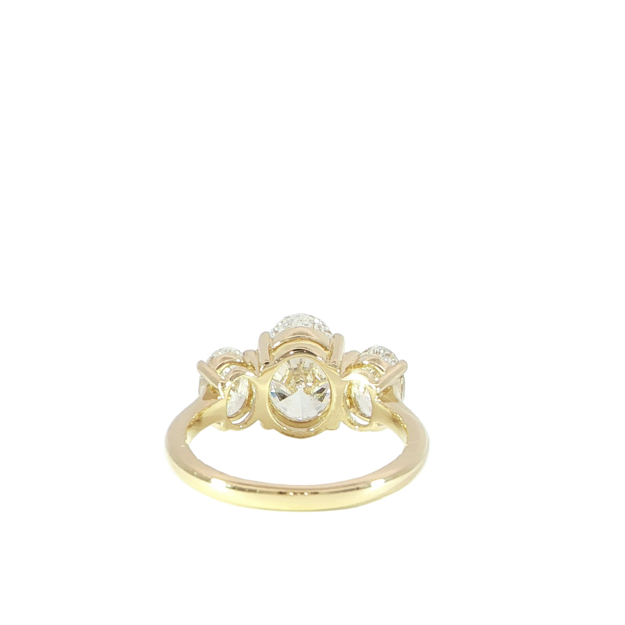 Back of 3-stone oval diamond ring