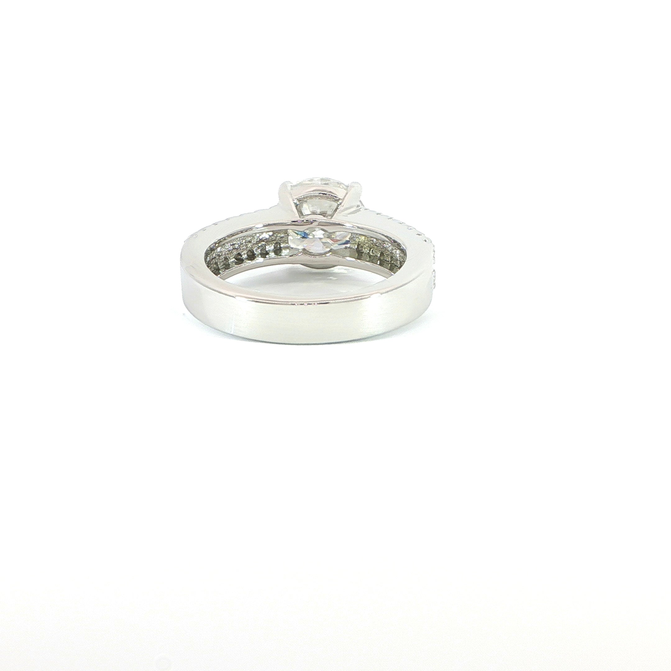 Double band engagement ring with brilliant VVS moissanite sparkle