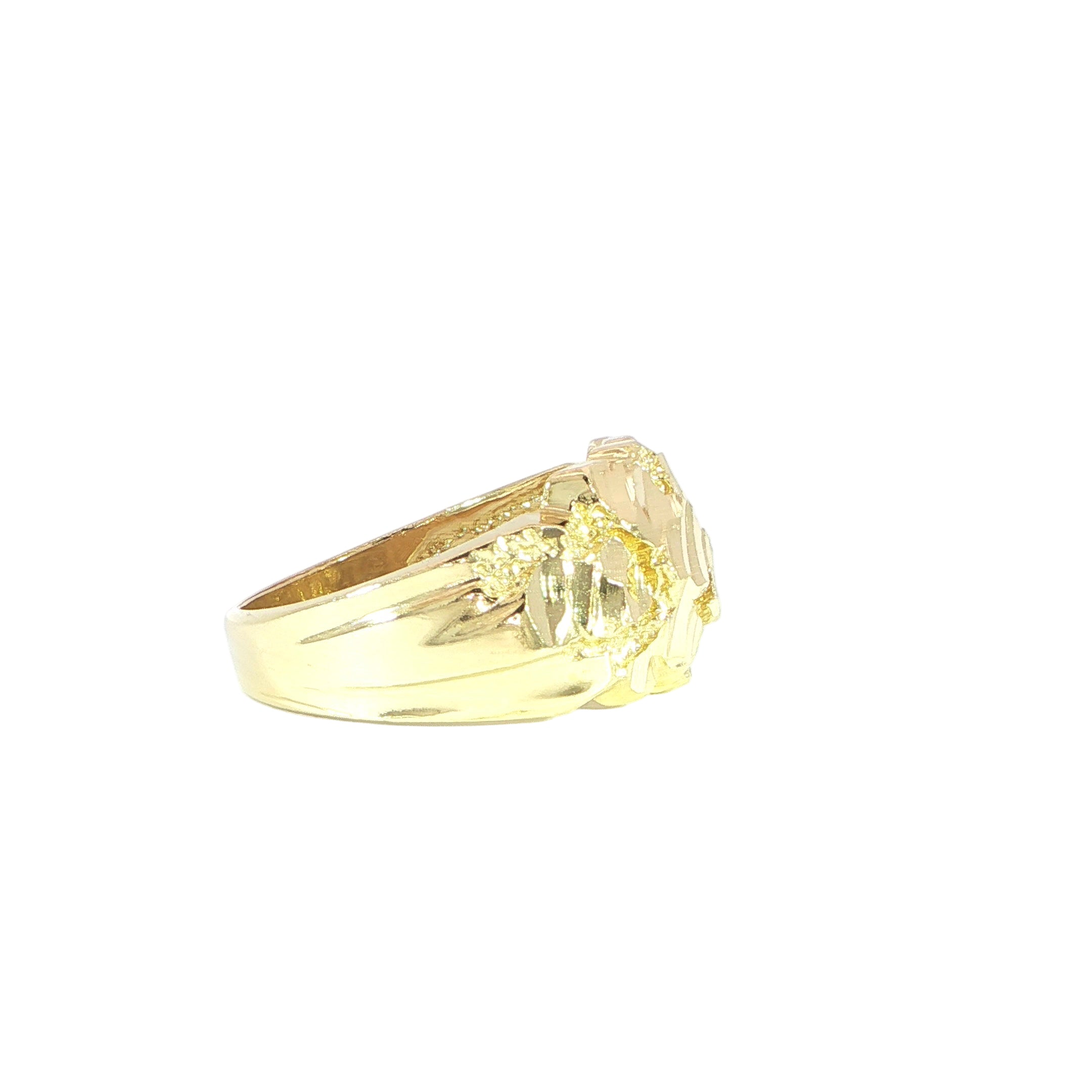 Textured 14K Gold Nugget Ring Side Detail