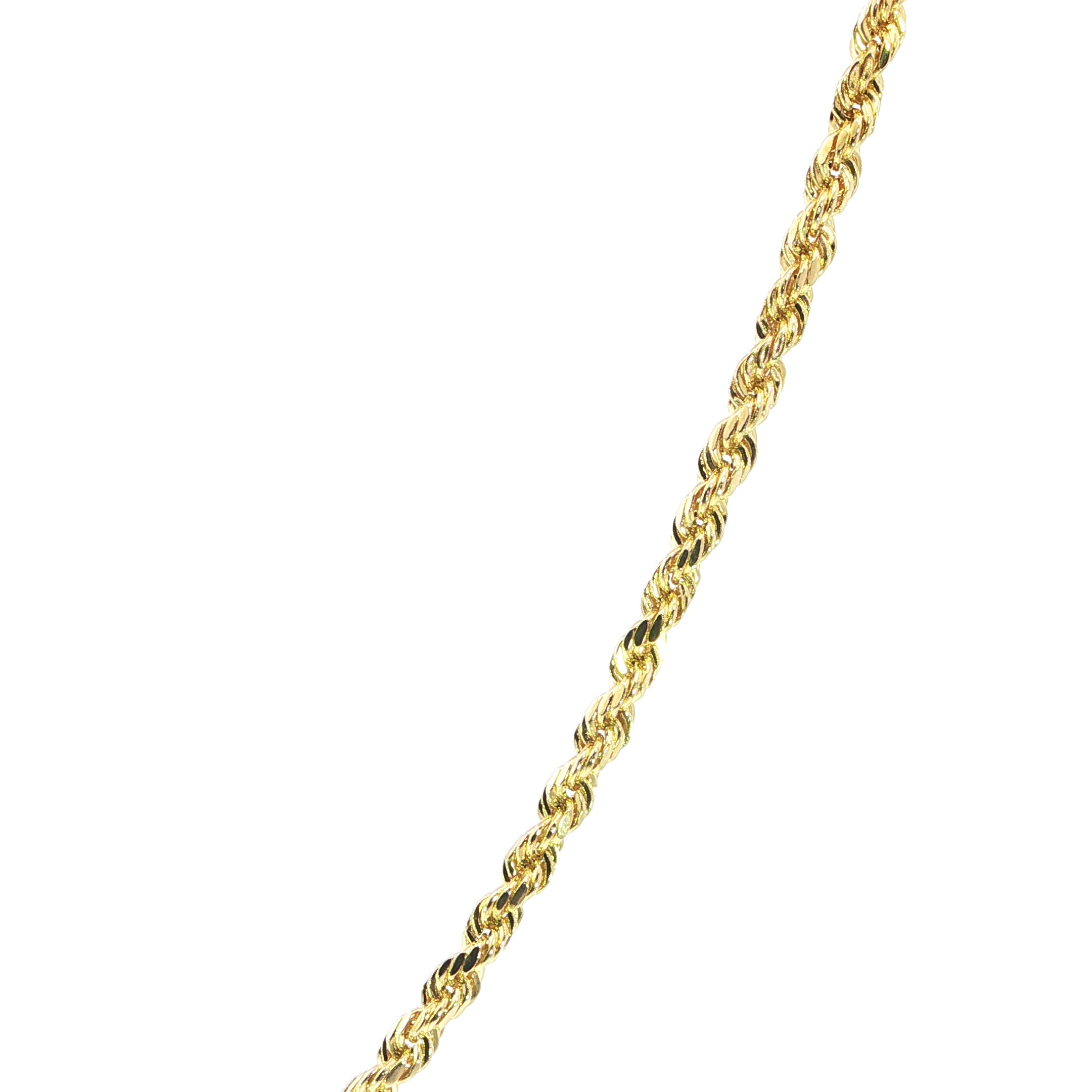 Lightweight 14K Yellow Gold Diamond-Cut Rope Chain Necklace.