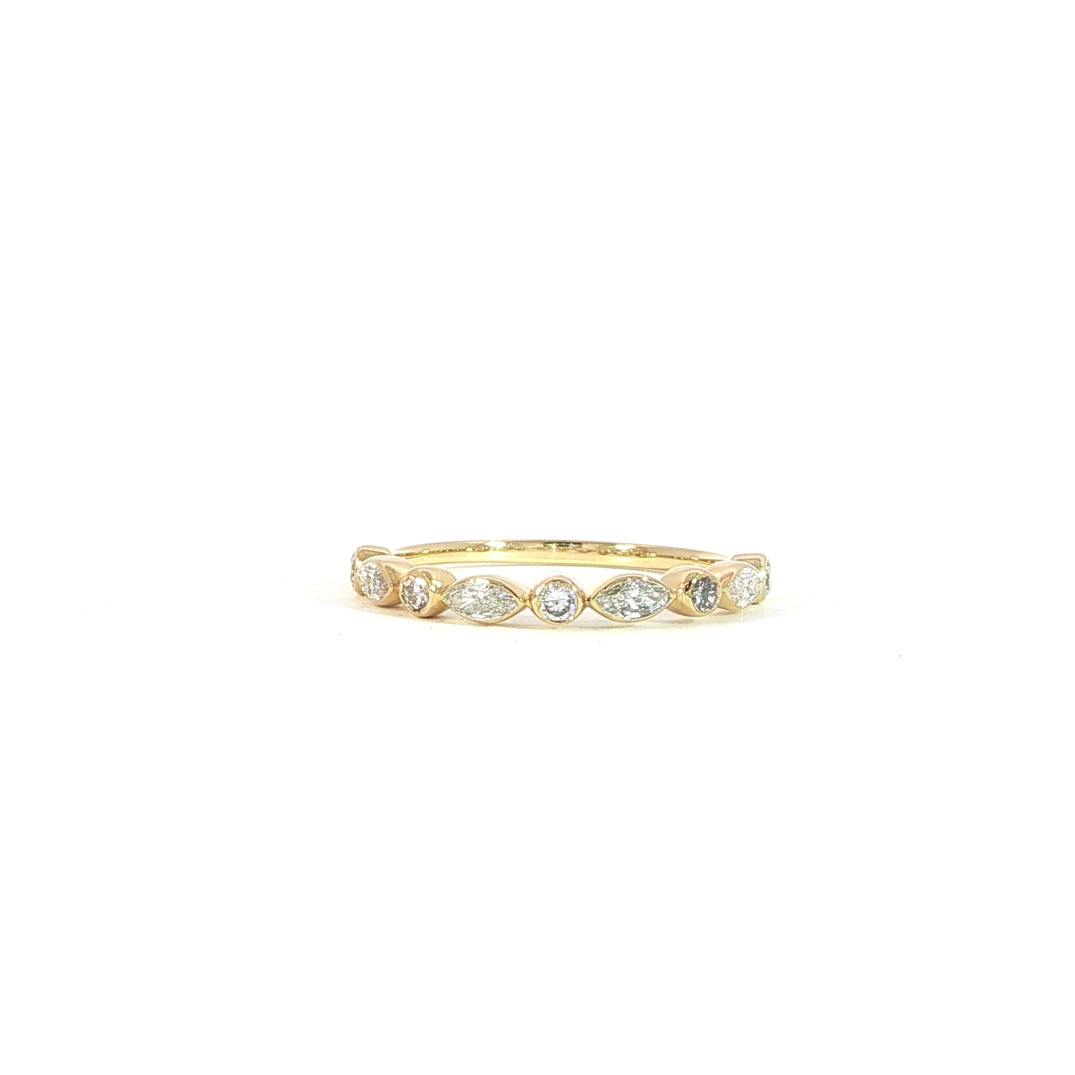 0.41 CTW marquise and round diamond band in yellow gold