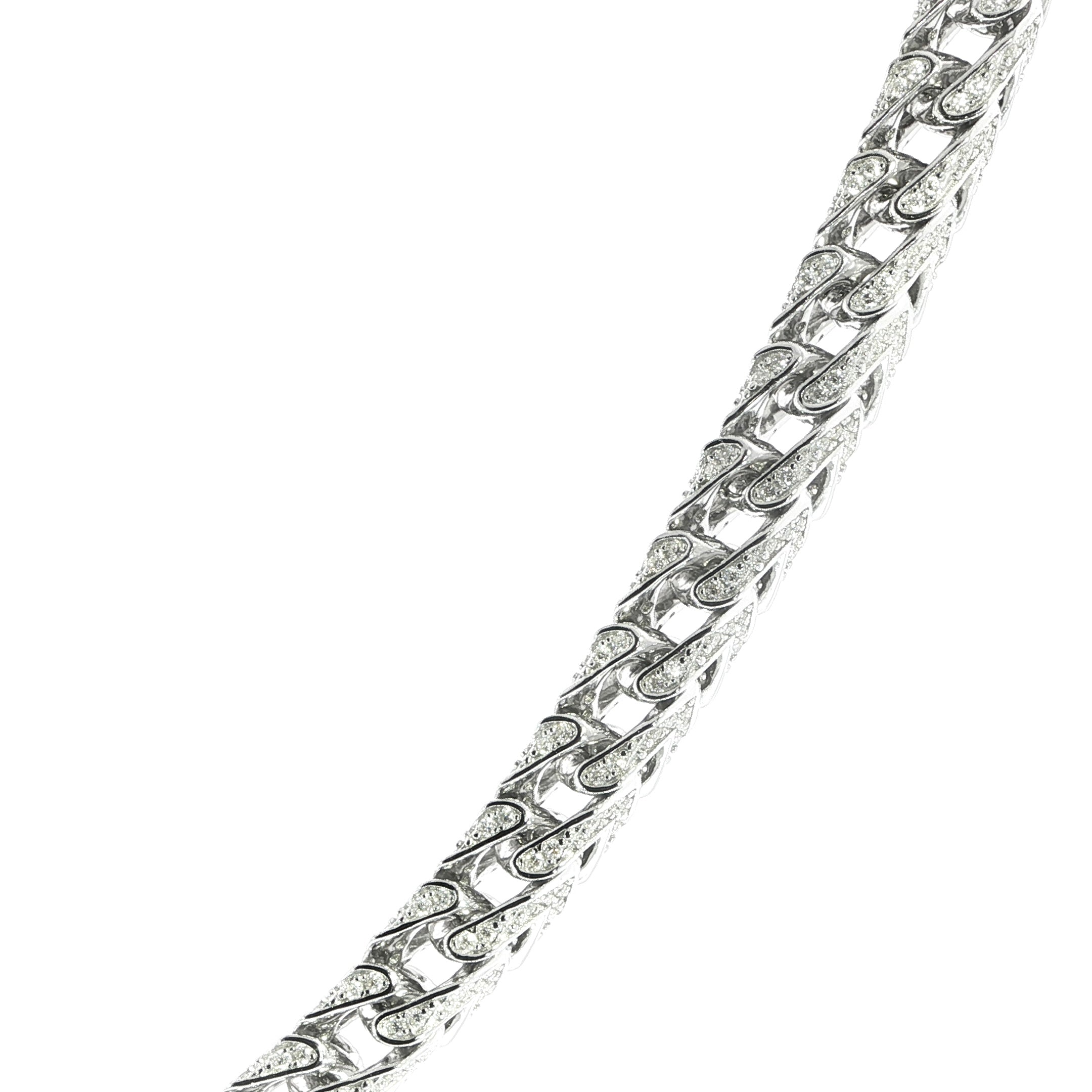 Stylish silver wheat necklace with brilliant VVS Moissanite