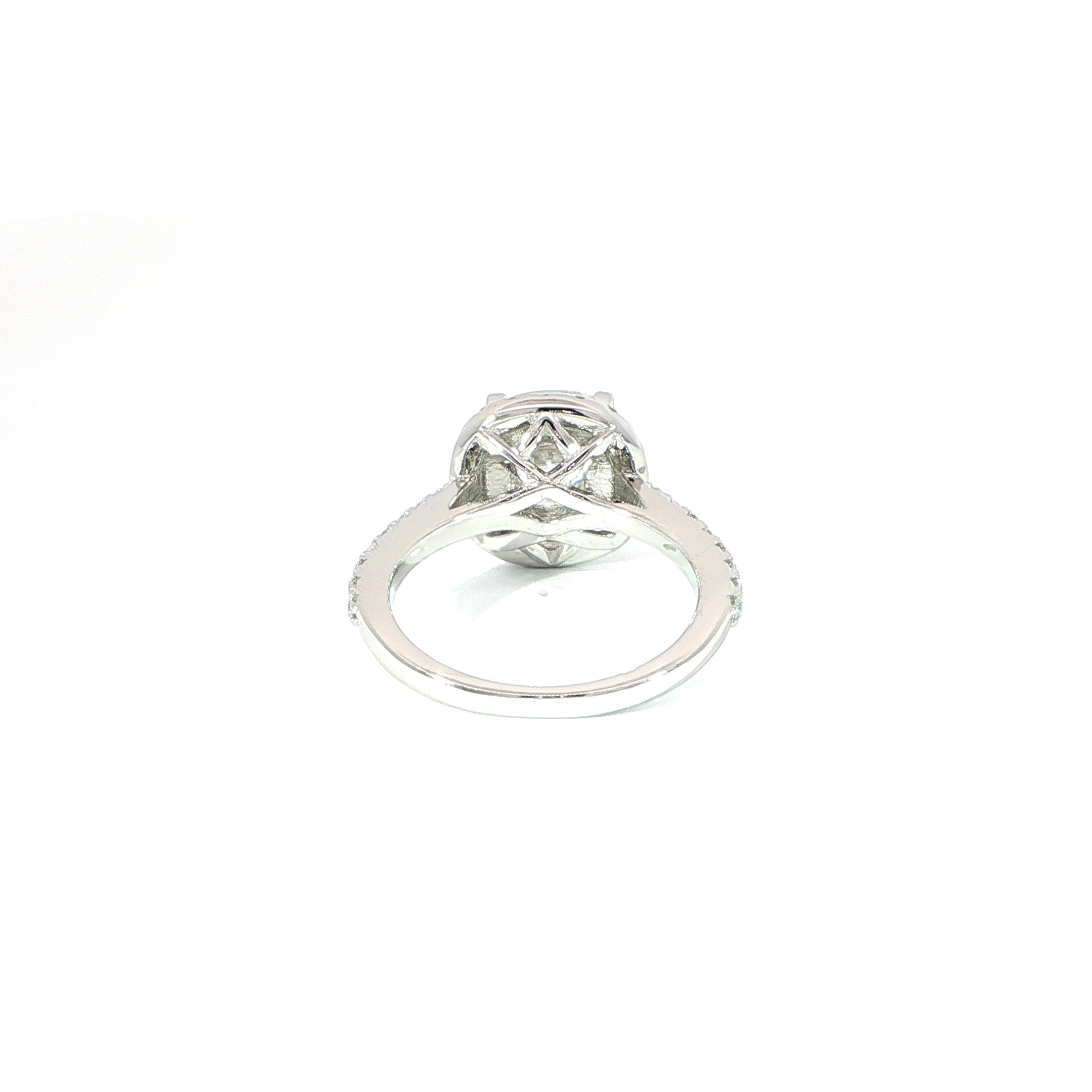 Sterling Silver Ring with Cushion Cut Moissanite Back