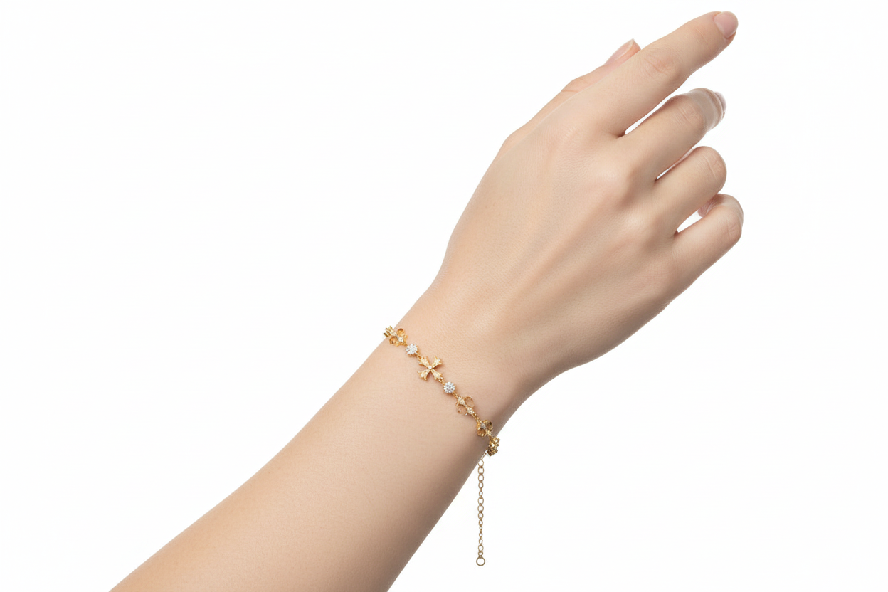 Women's Moissanite cross bracelet with Fleur De Lis details