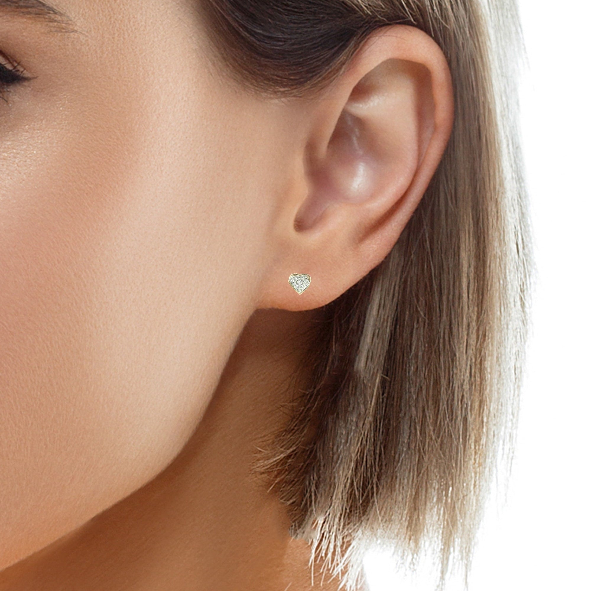 10K Yellow Gold Heart Earrings – 0.06 CTW