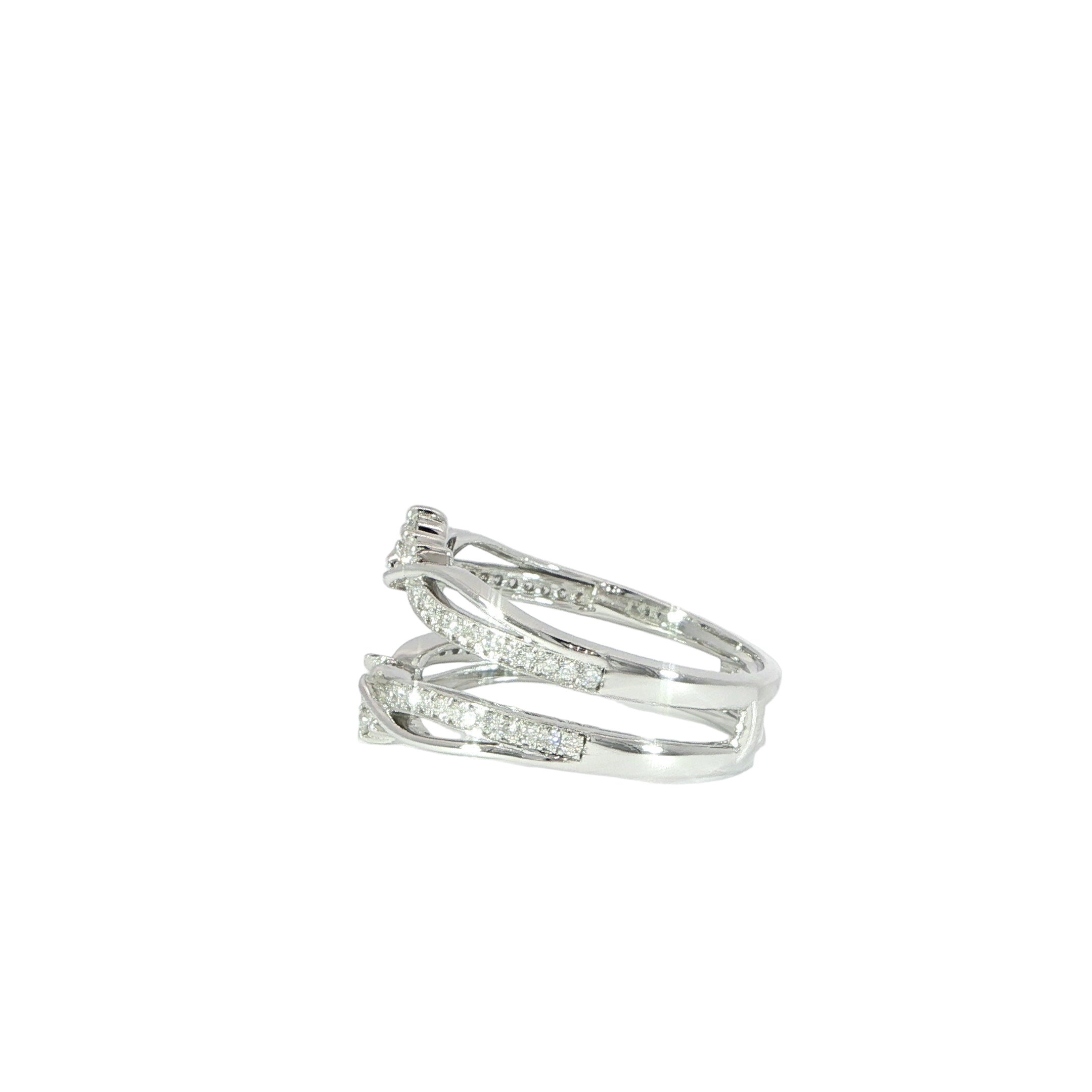 Floral-inspired white gold ring enhancer with lab-grown diamonds