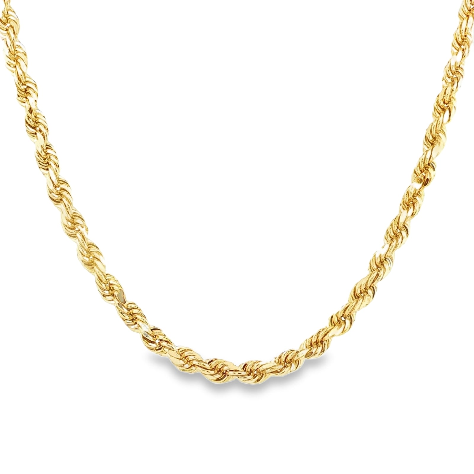 10K Yellow Gold 8.3MM Thick Diamond-Cut Semi-Hollow Rope Chain Necklace.