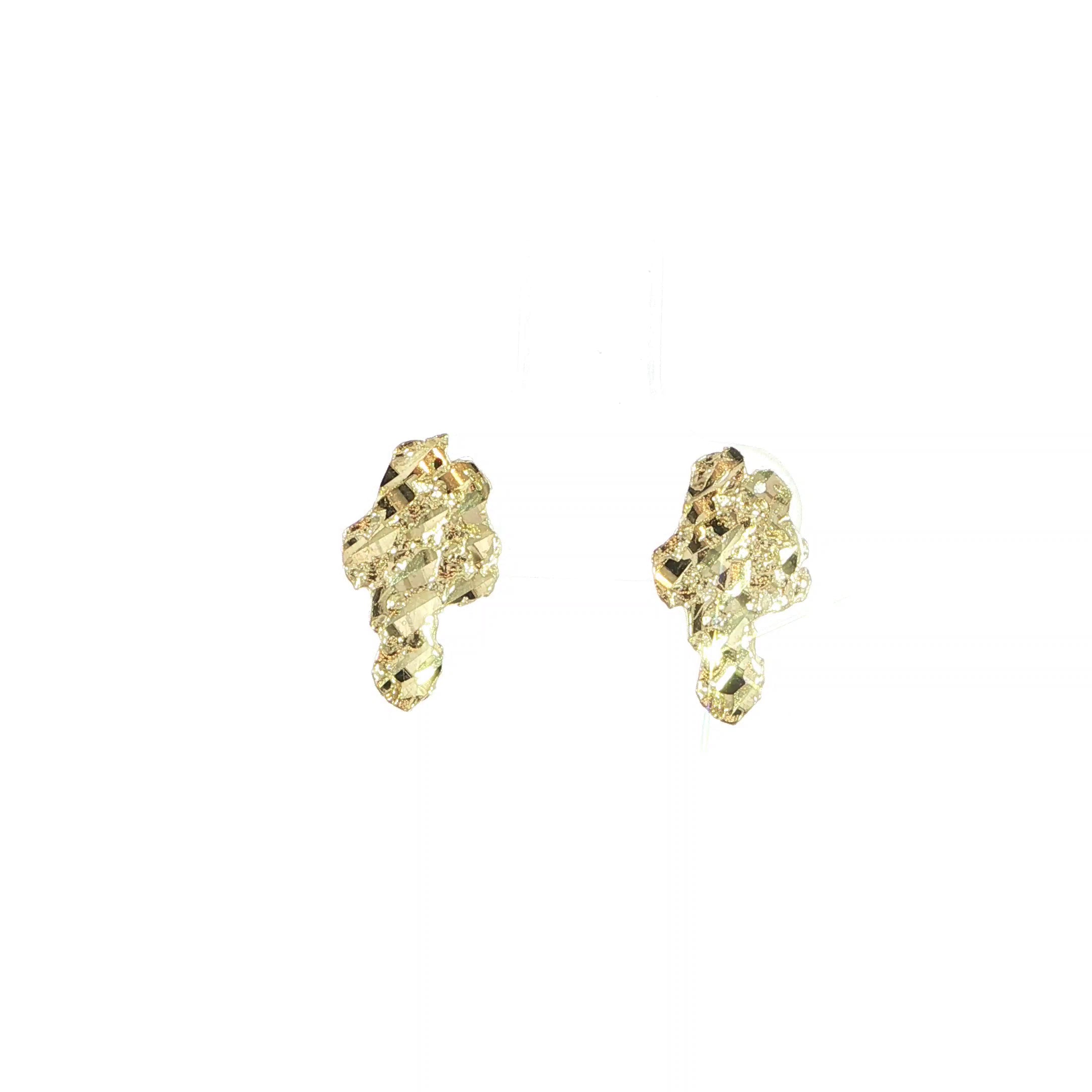 10K yellow gold nugget stud earrings with textured finish