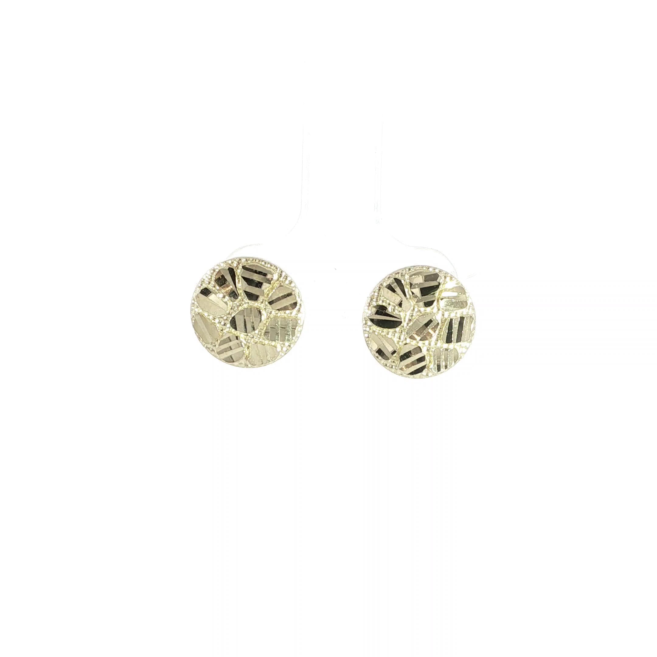 14K yellow gold round nugget stud earrings with textured finish