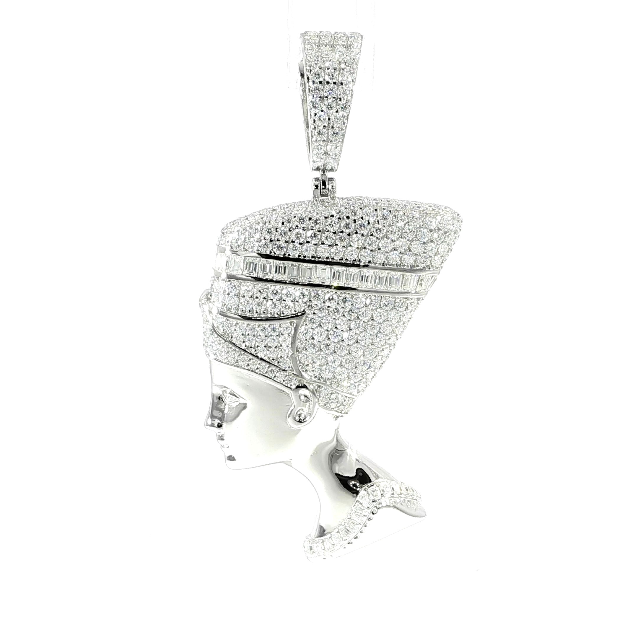 Queen Nefertiti necklace pendant featuring 4.89 CTW VVS moissanite.