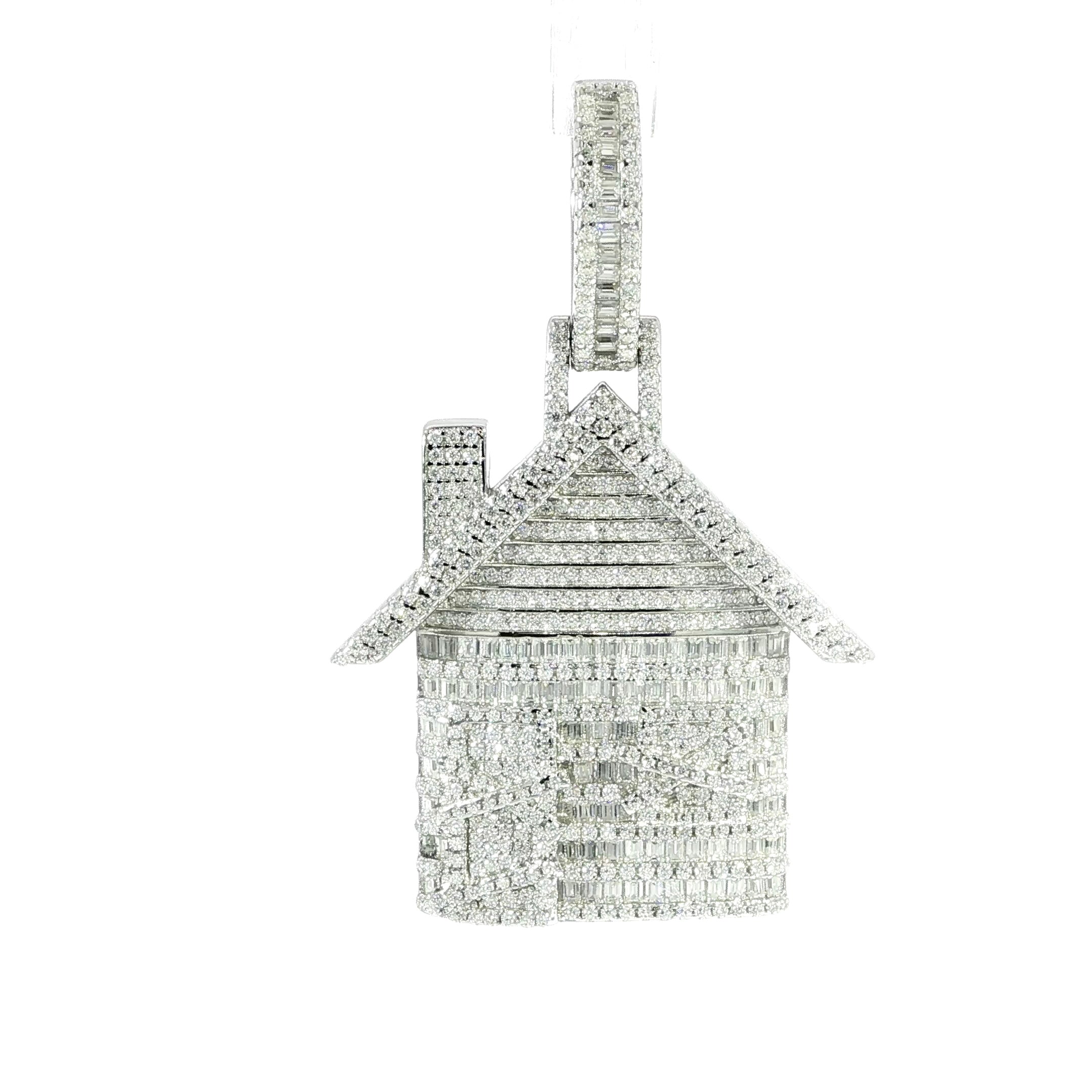 Sterling silver luxury house pendant with VVS moissanite stones.