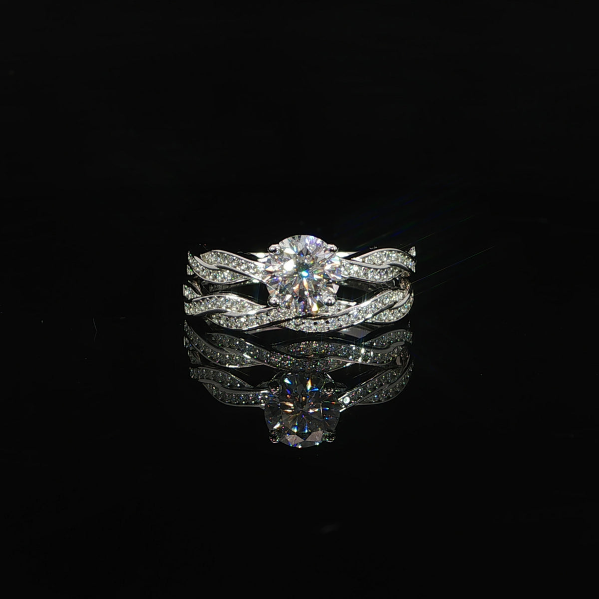 1.35 CTW VVS moissanite bridal set with 1.00 CT round center stone