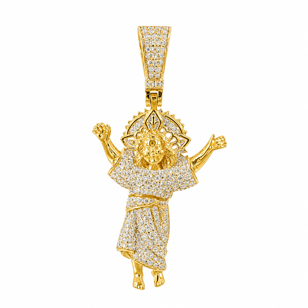 Statement Jesus Piece crafted in gold plated 925 sterling silver.