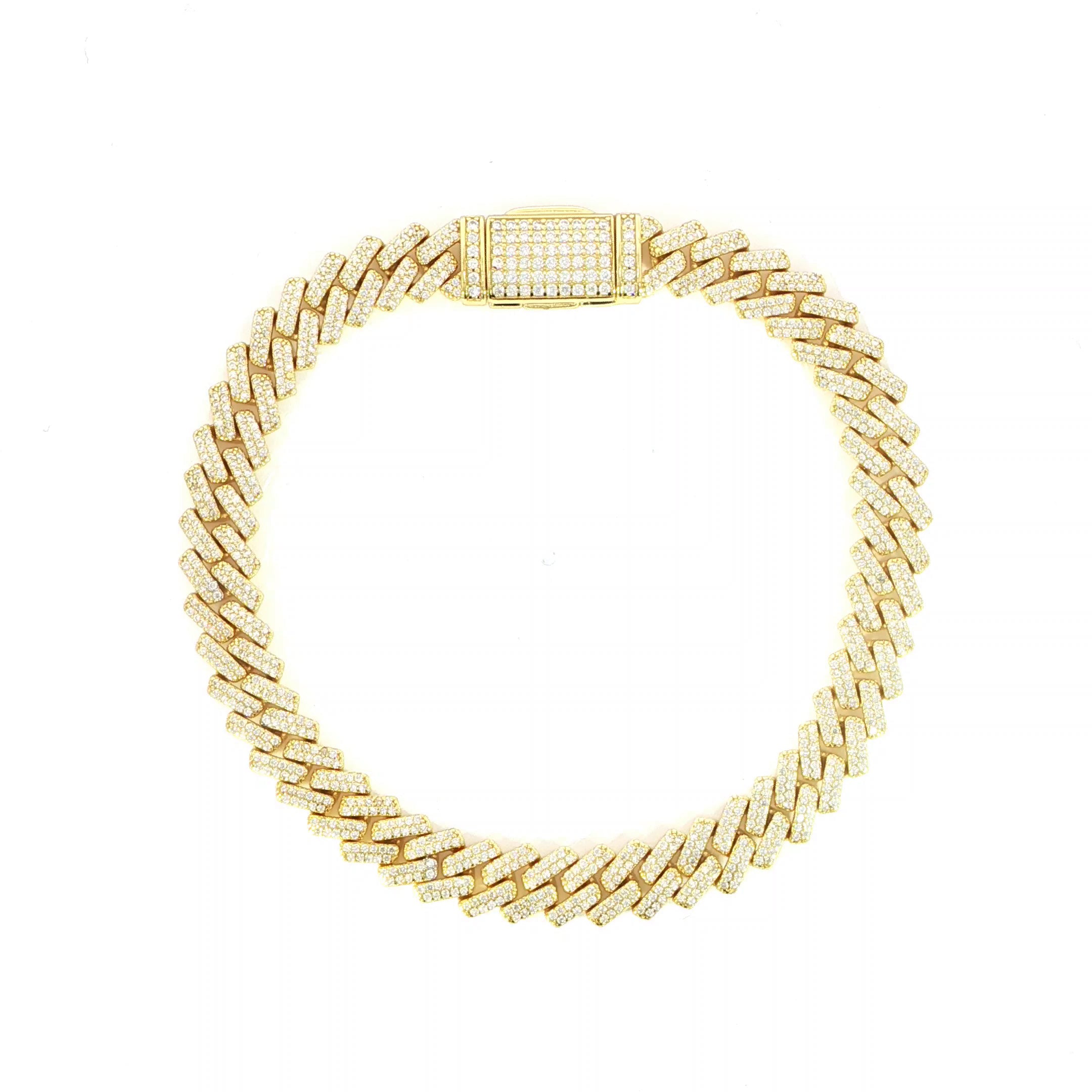 Sterling silver VVS moissanite iced out Miami Cuban bracelet featuring 3.84 CTW and an 8MM pavé Cuban link design.