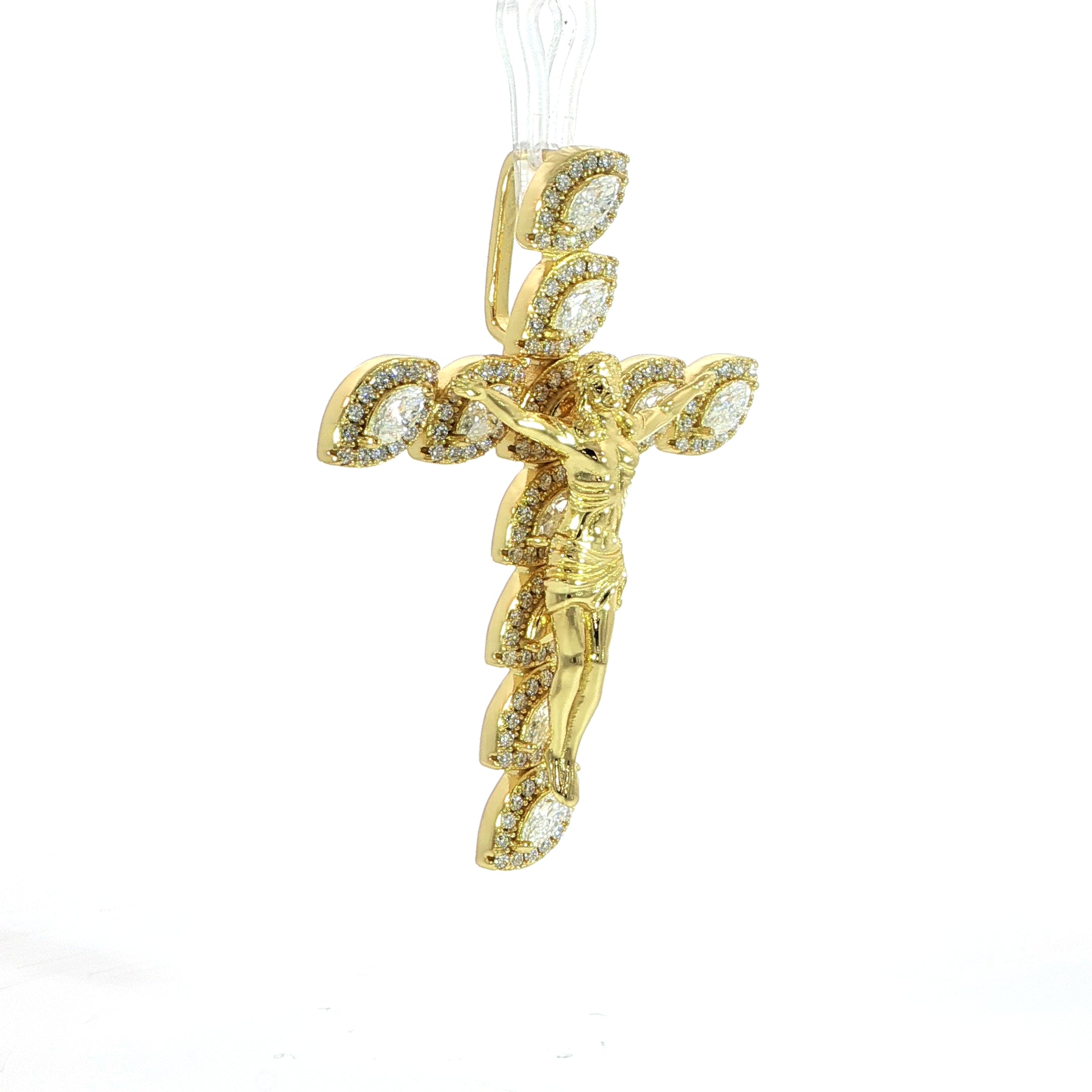 Luxury sterling silver religious pendant with marquise design