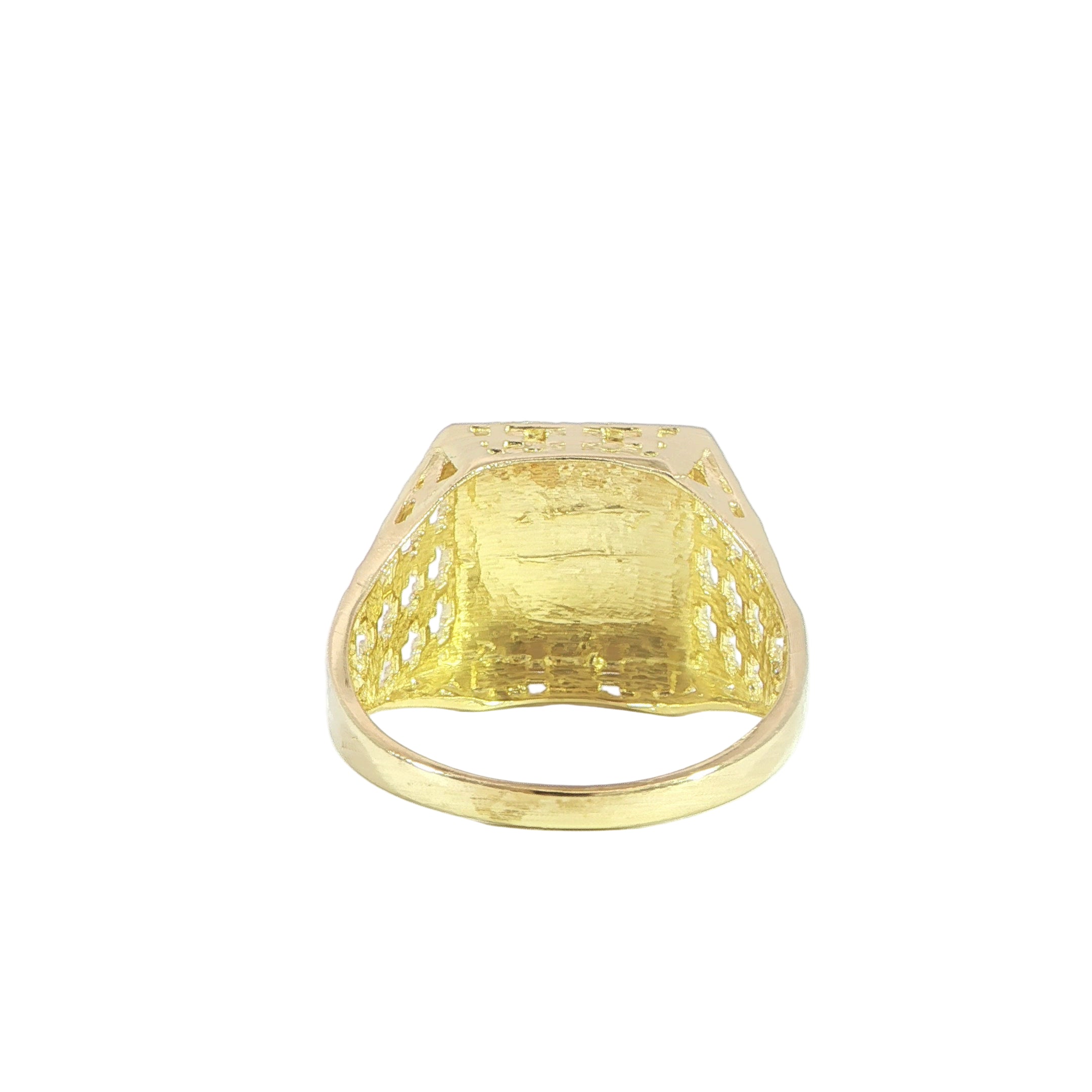 Diamond Cut Jesus Signet Ring Back